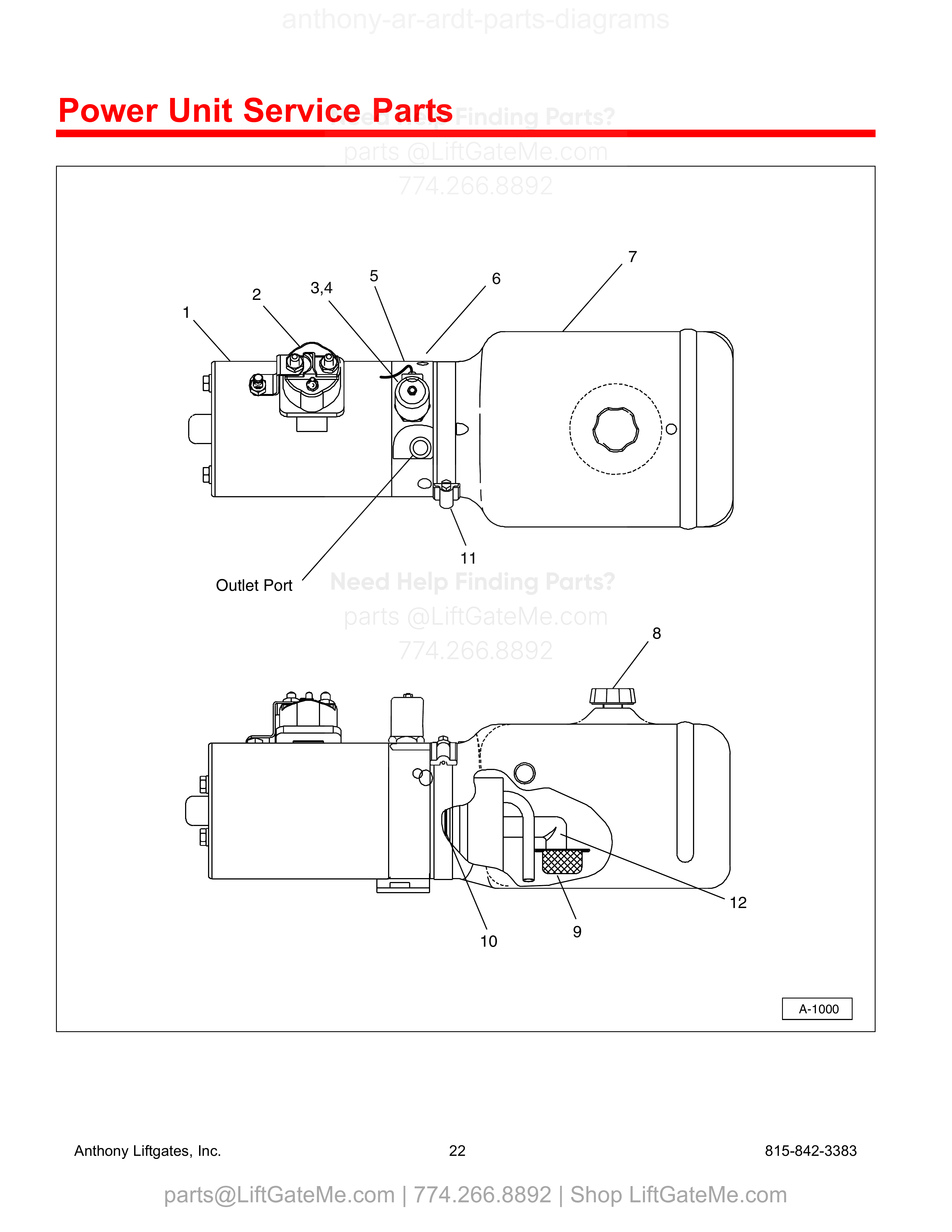 Power Unit Service Parts diagram
