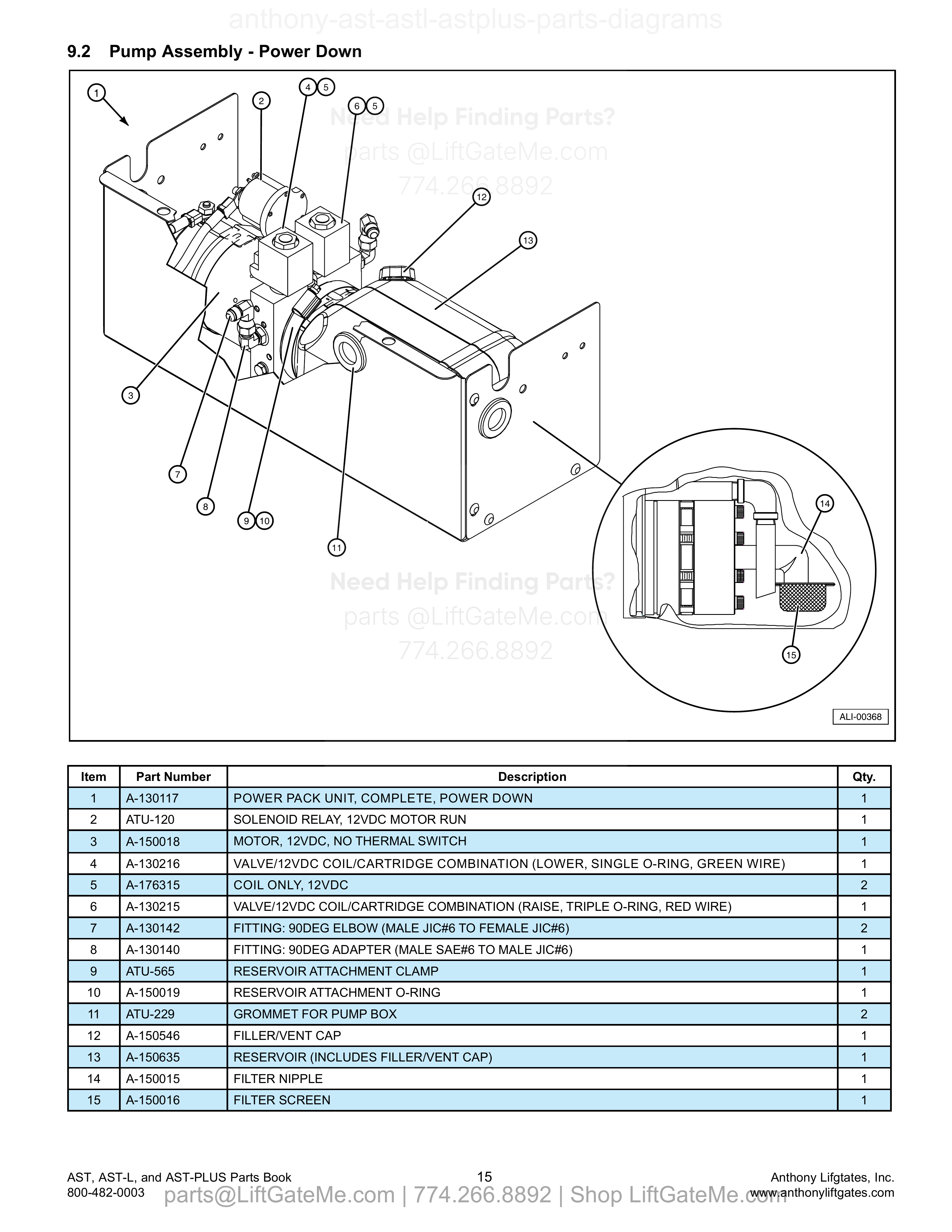 9.2 Pump Assembly - Power Down diagram