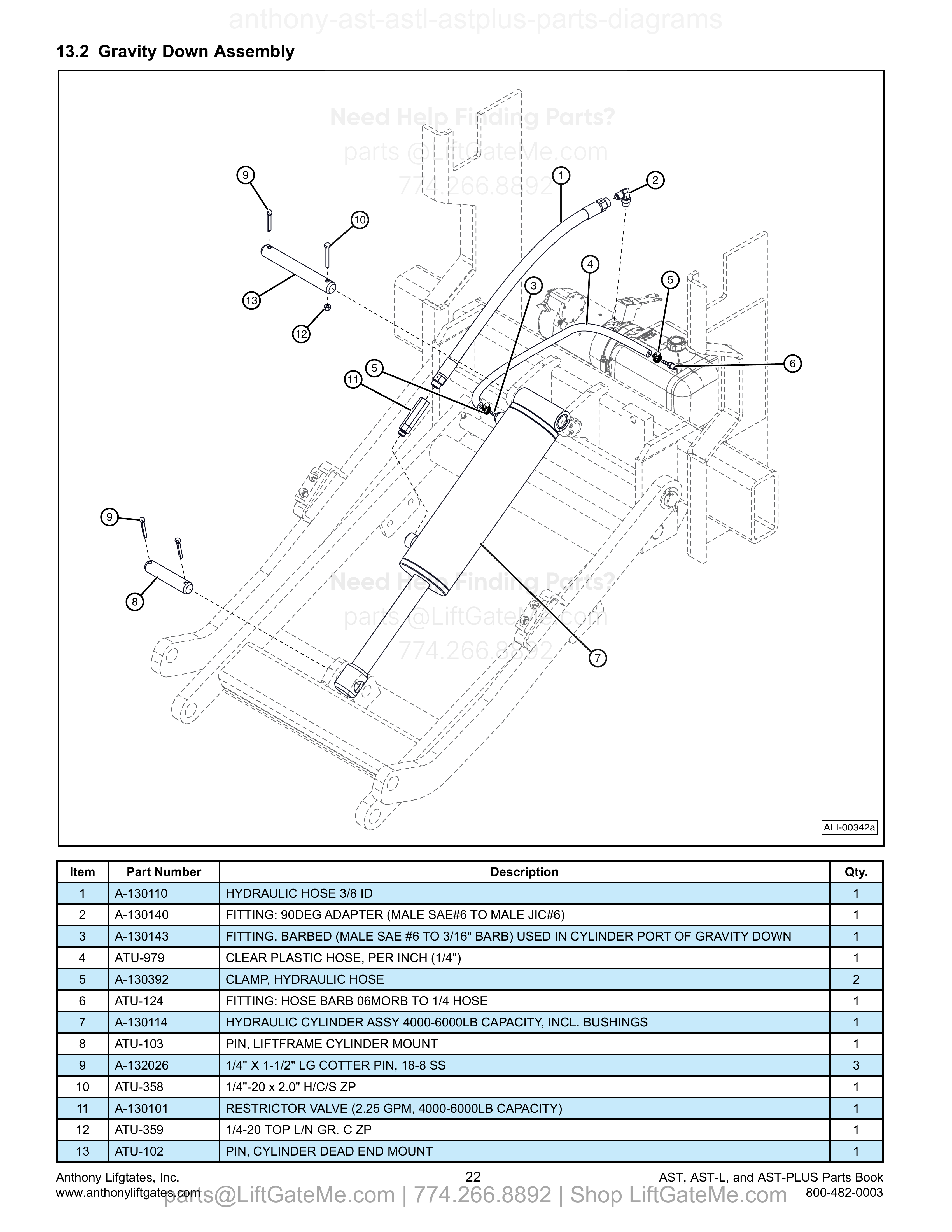 13.2 Gravity Down Assembly diagram