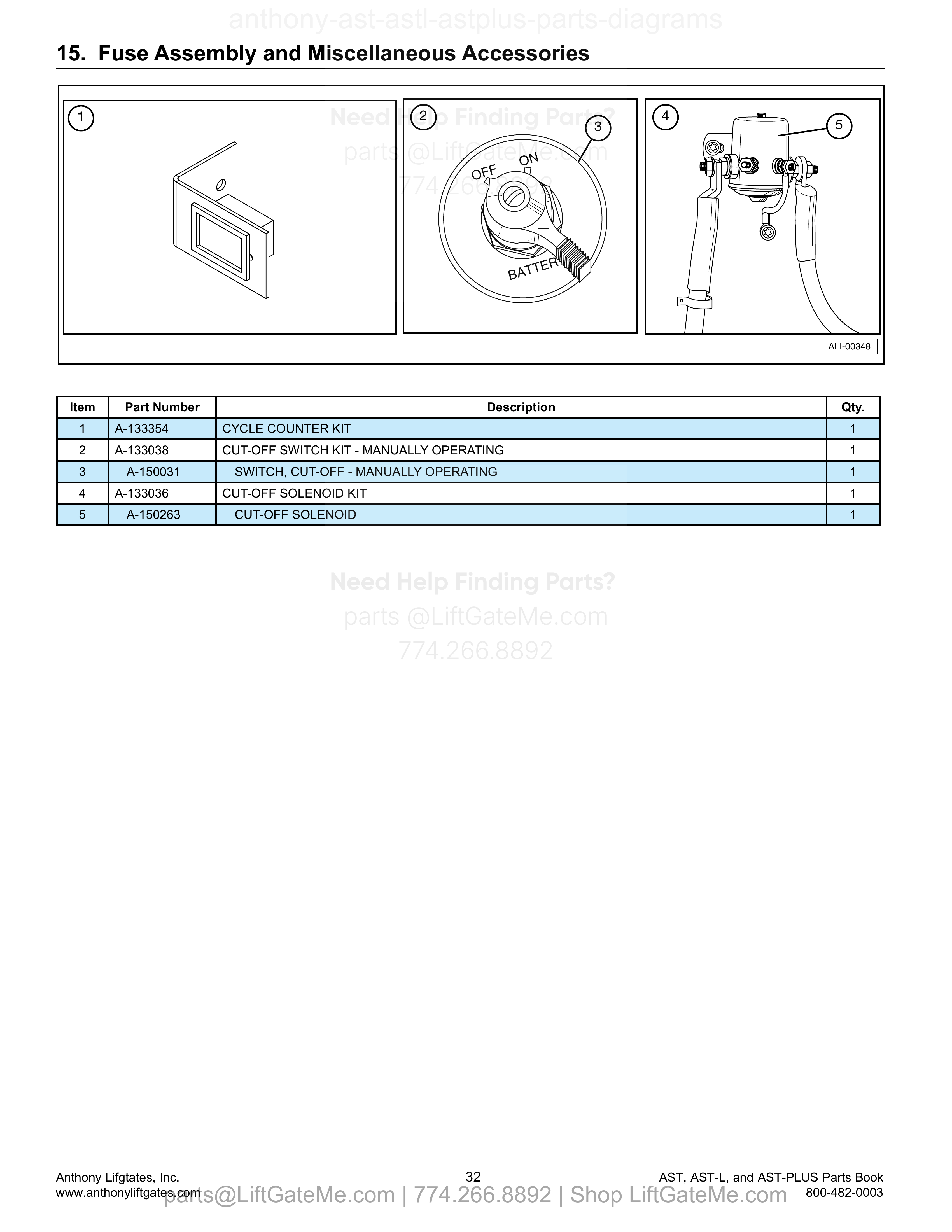 15. Fuse Assembly and Miscellaneous Accessories diagram