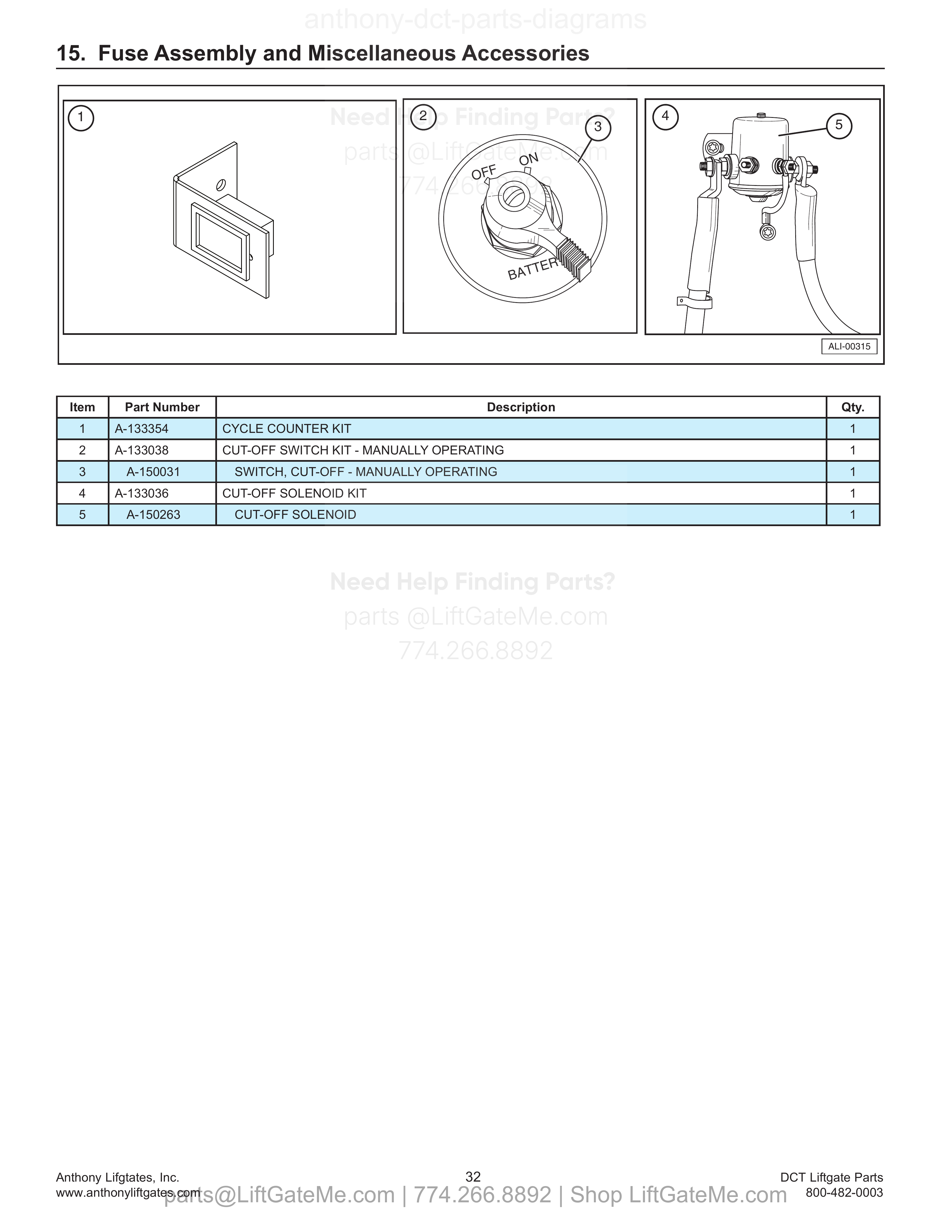 15. Fuse Assembly and Miscellaneous Accessories diagram