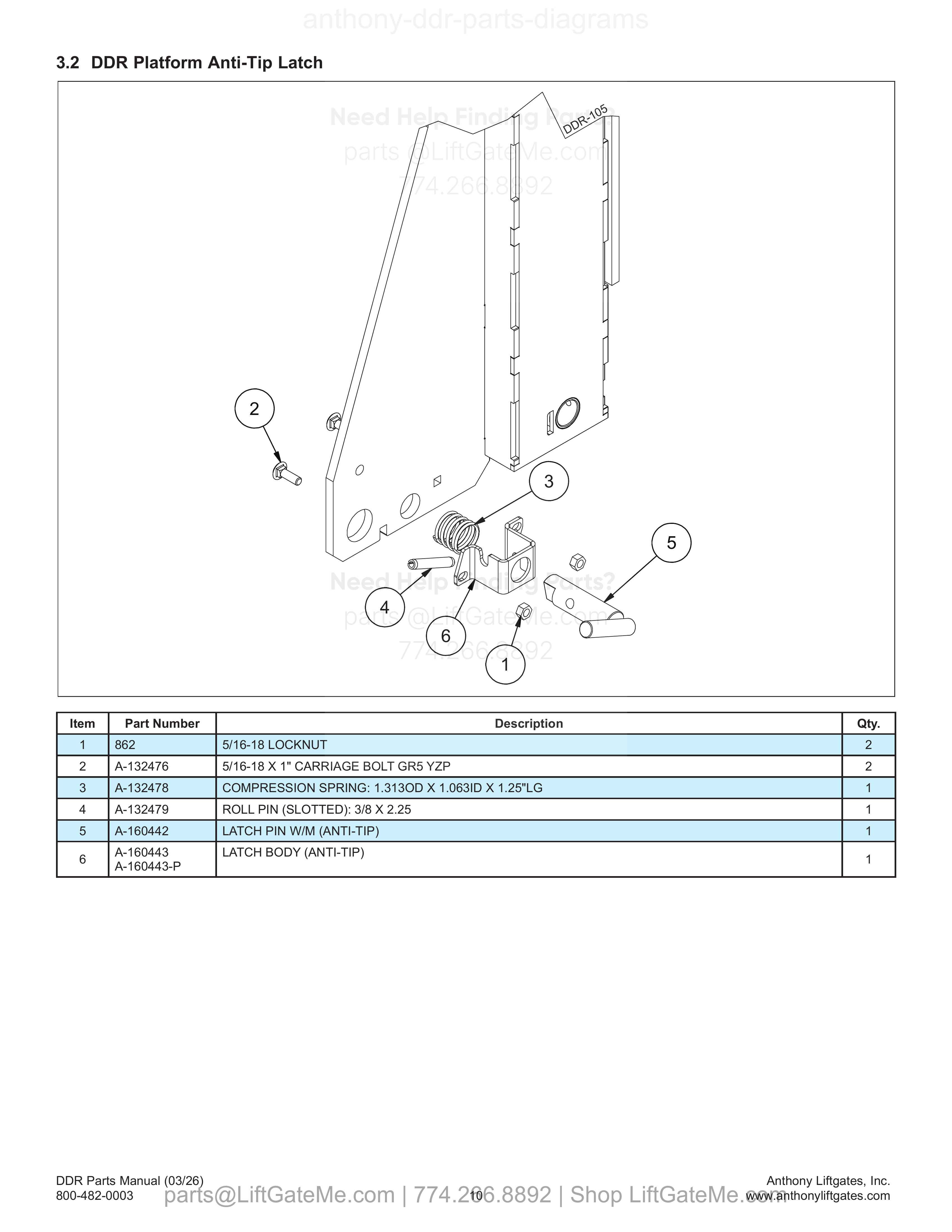 3.2 DDR Platform Anti-Tip Latch diagram