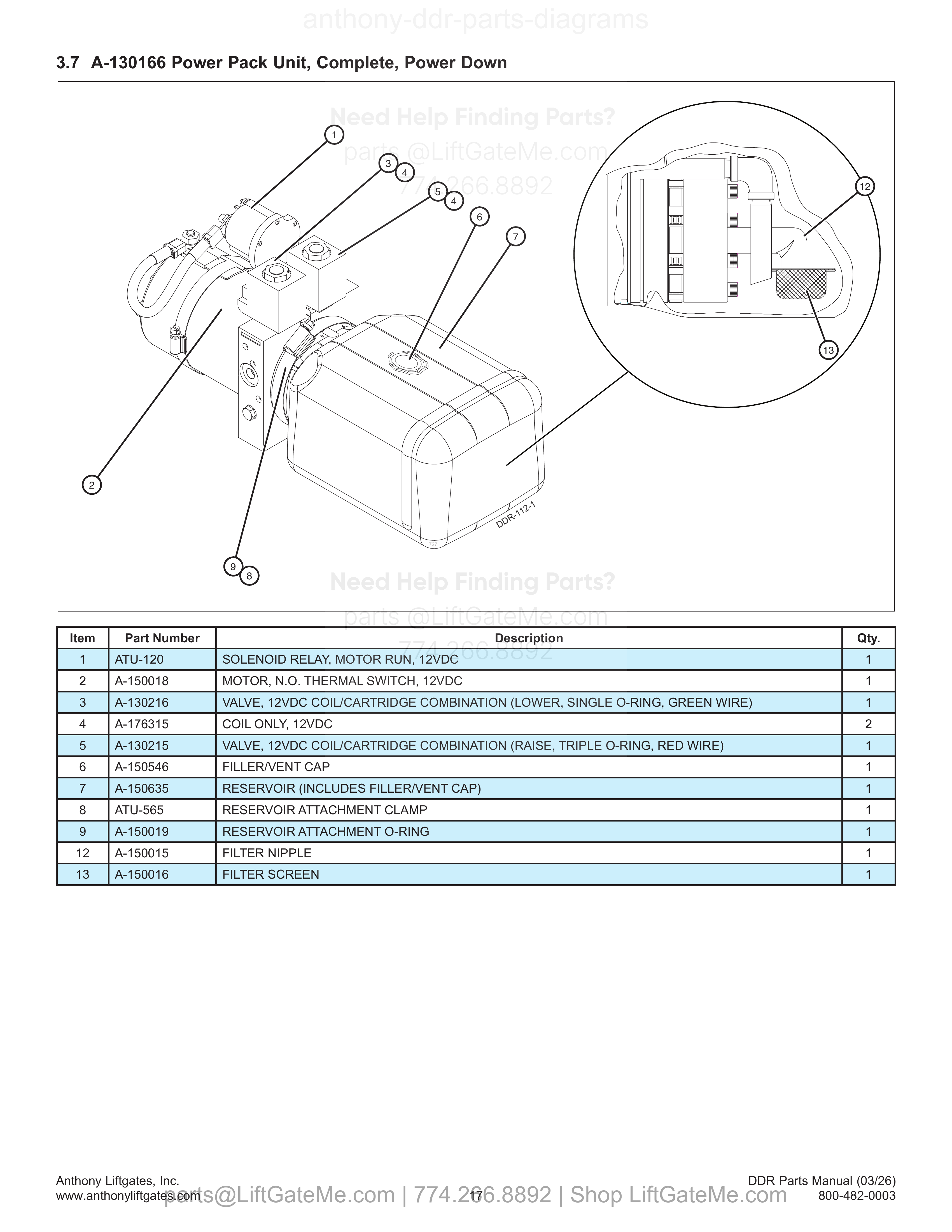 3.7 A-130166 Power Pack Unit, Complete, Power Down diagram