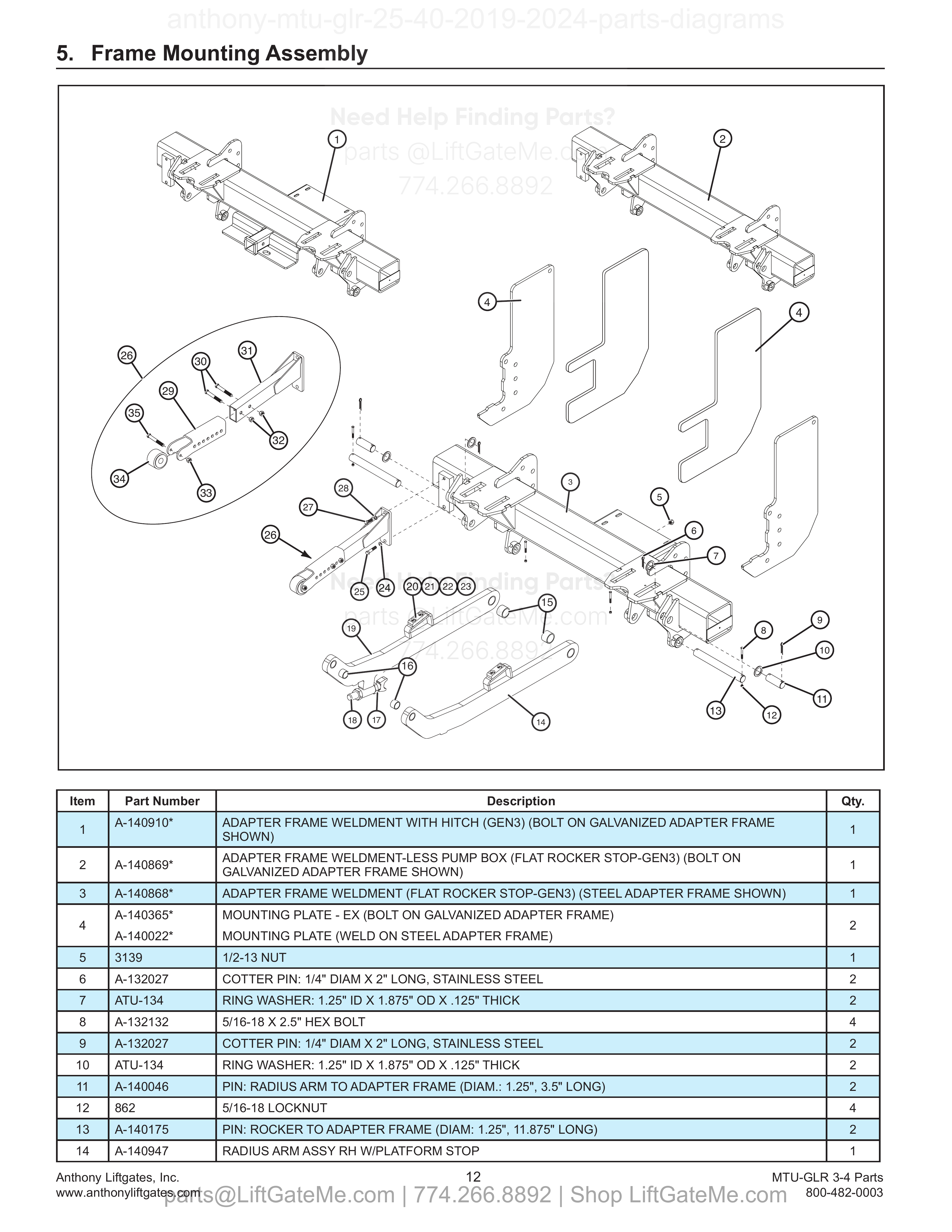 Frame Mounting Assembly diagram
