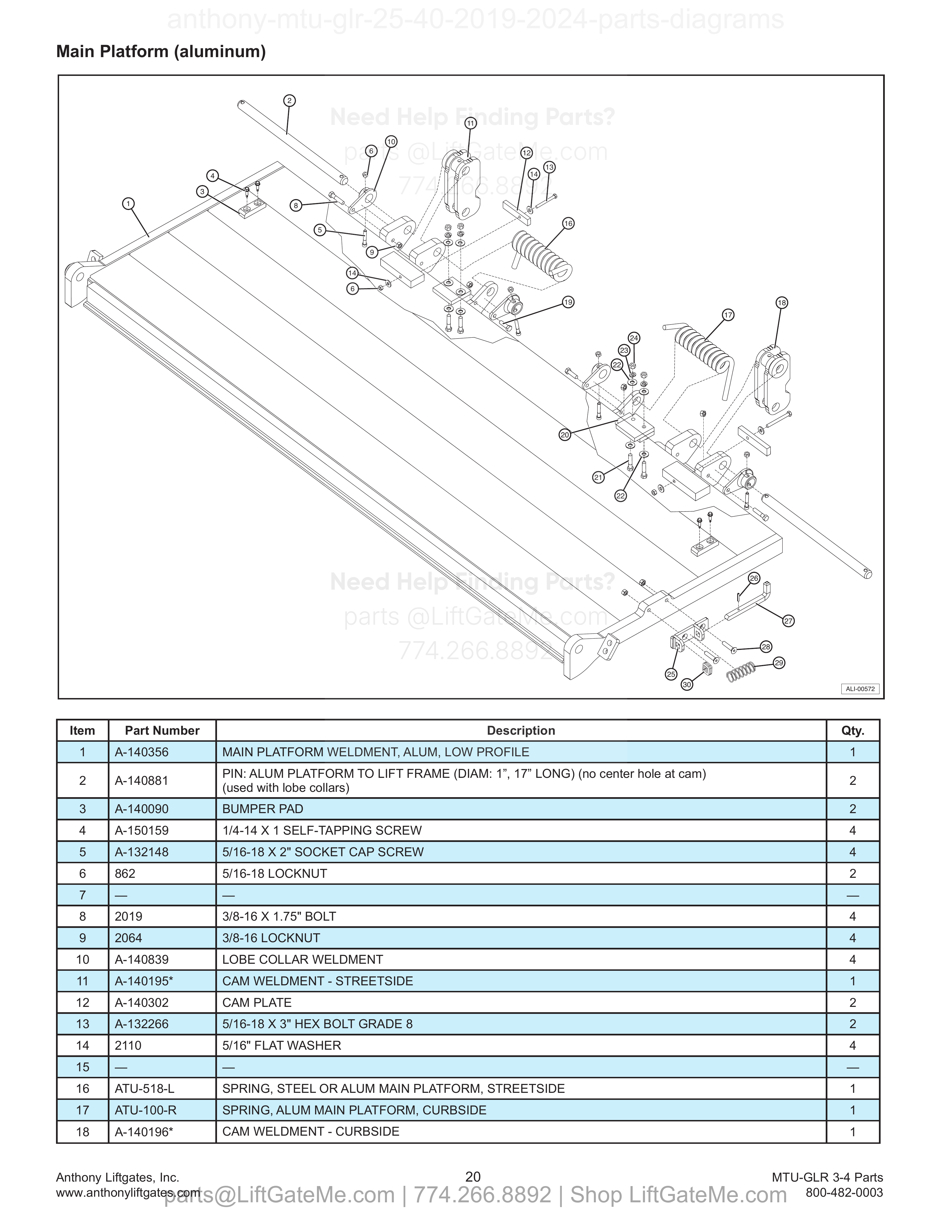 Main Platform (aluminum) diagram