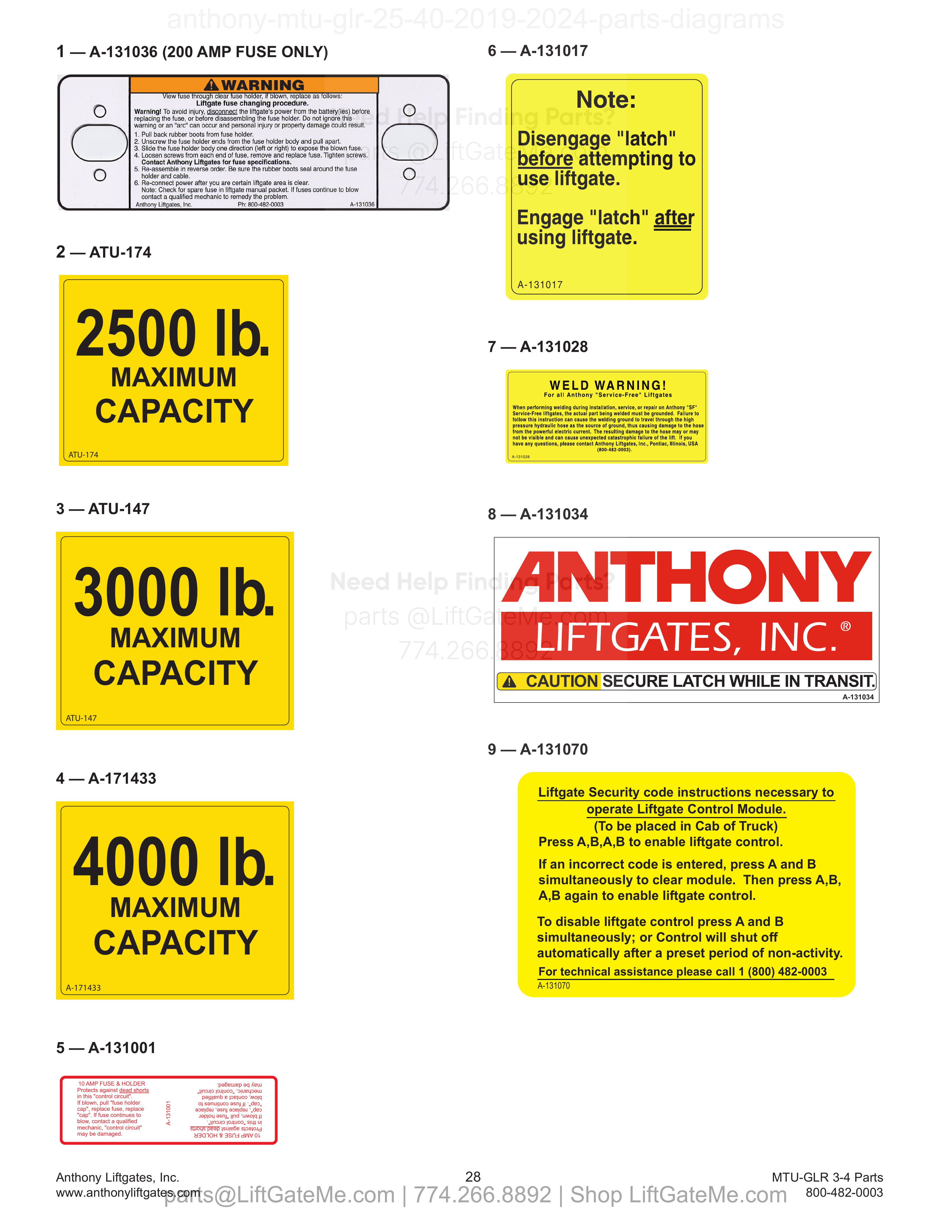 Safety and Instructional Decals diagram