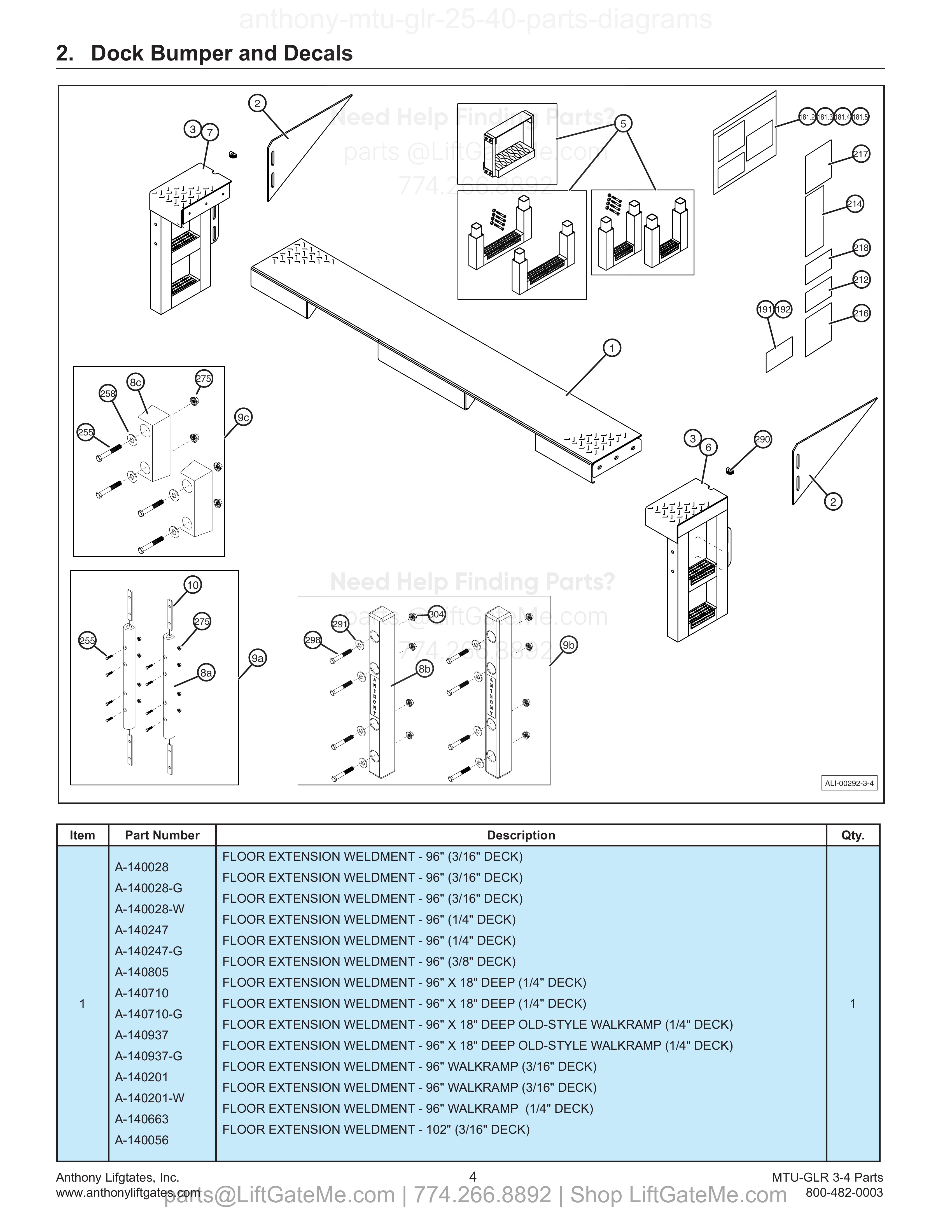 Dock Bumper and Decals diagram