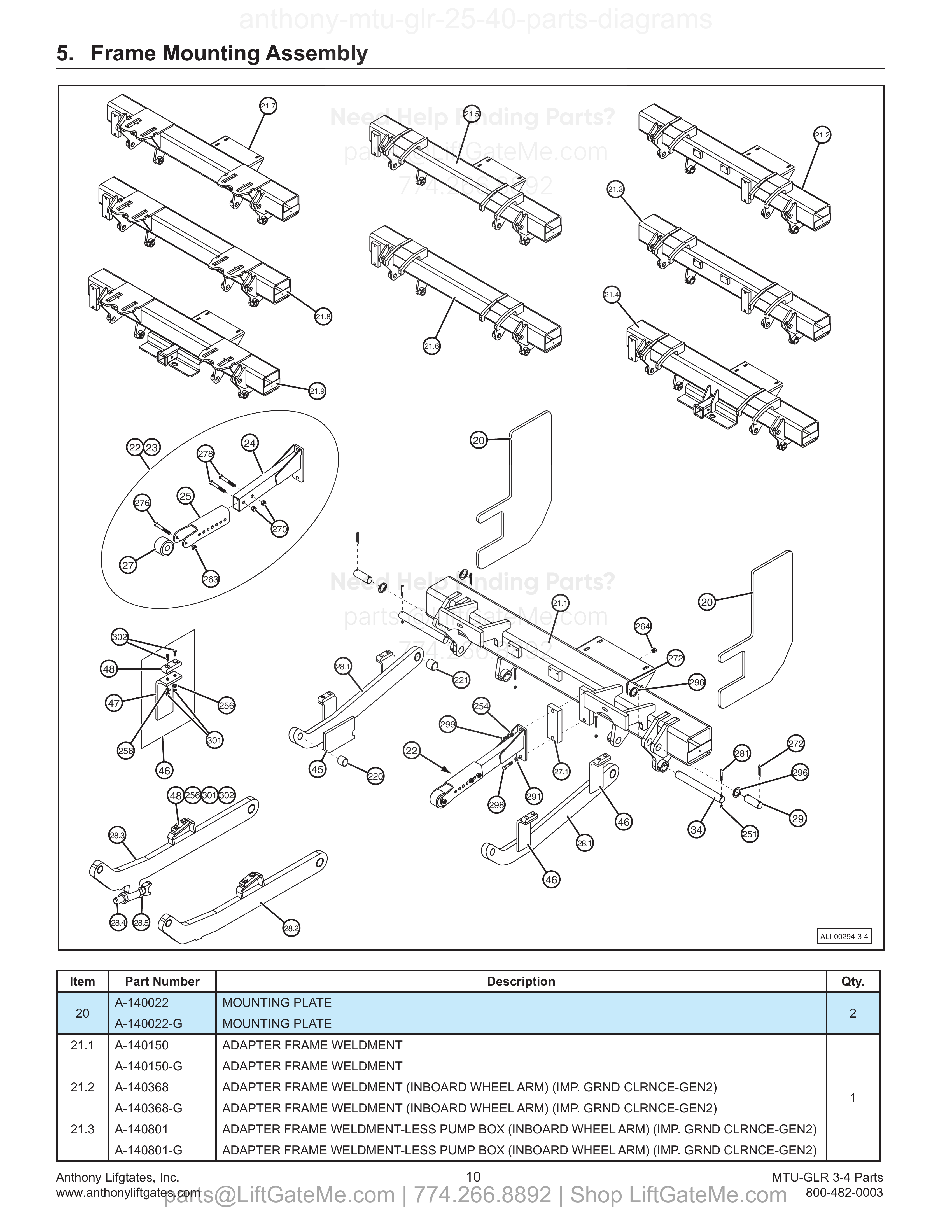 Frame Mounting Assembly diagram
