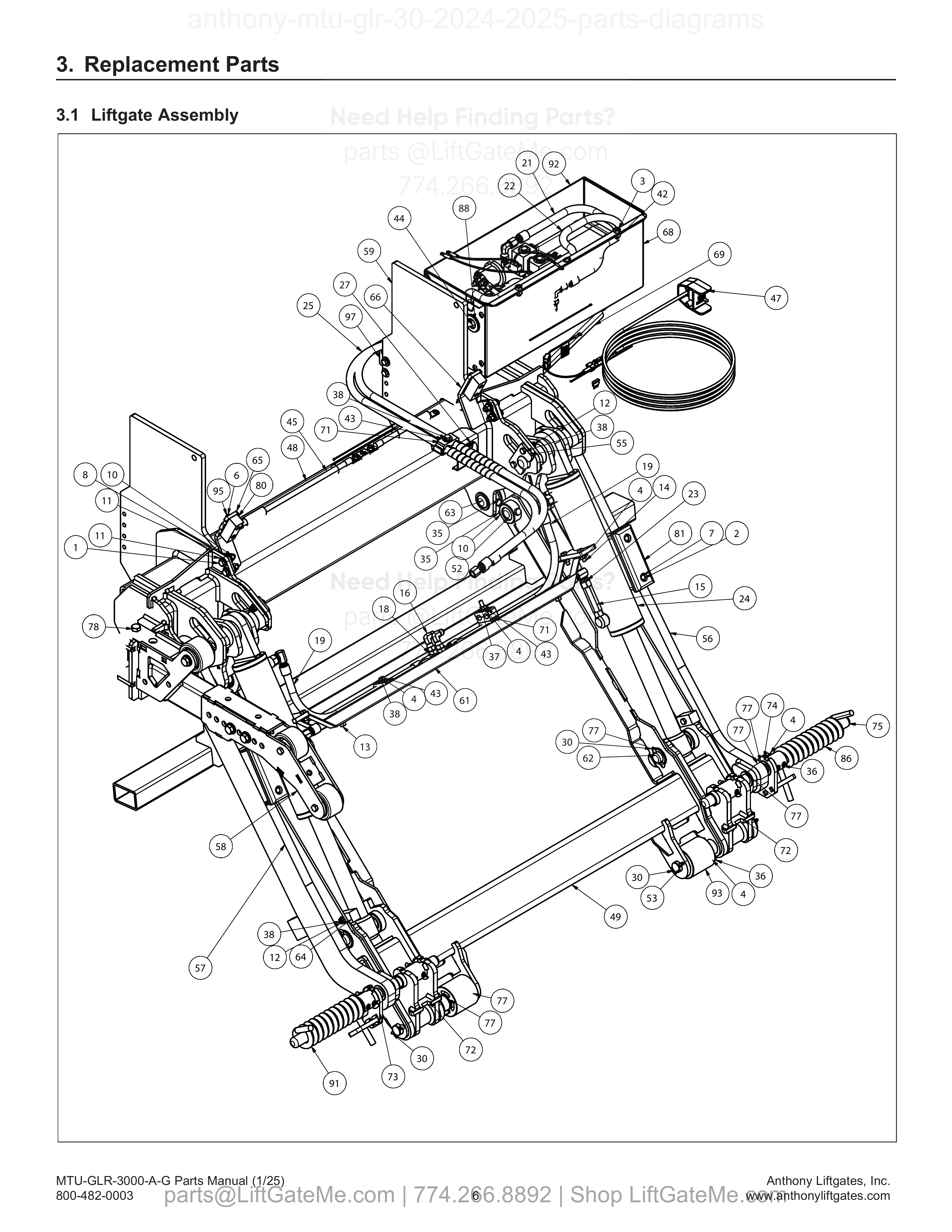 3.1 Liftgate Assembly diagram