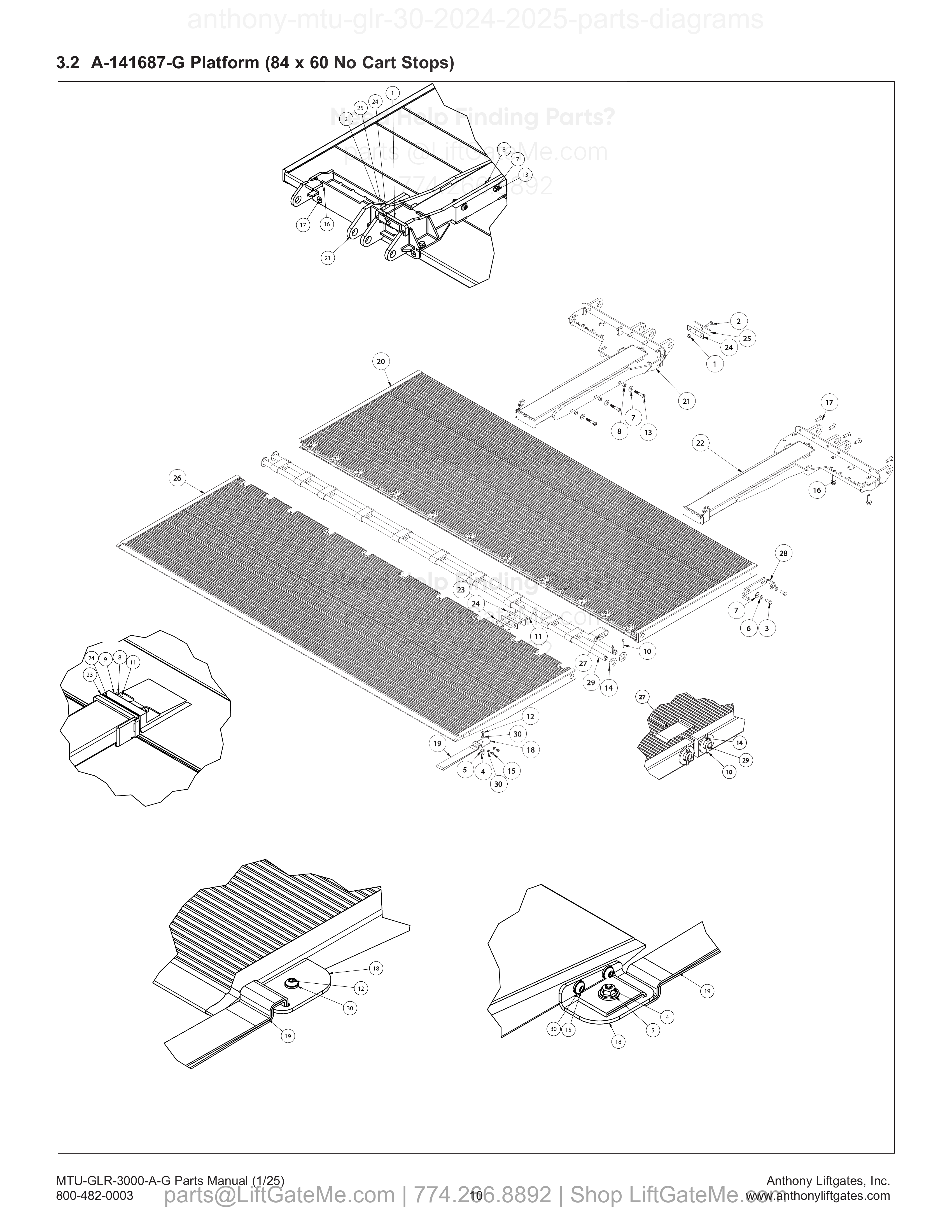 3.2 A-141687-G Platform (84 x 60 No Cart Stops) diagram
