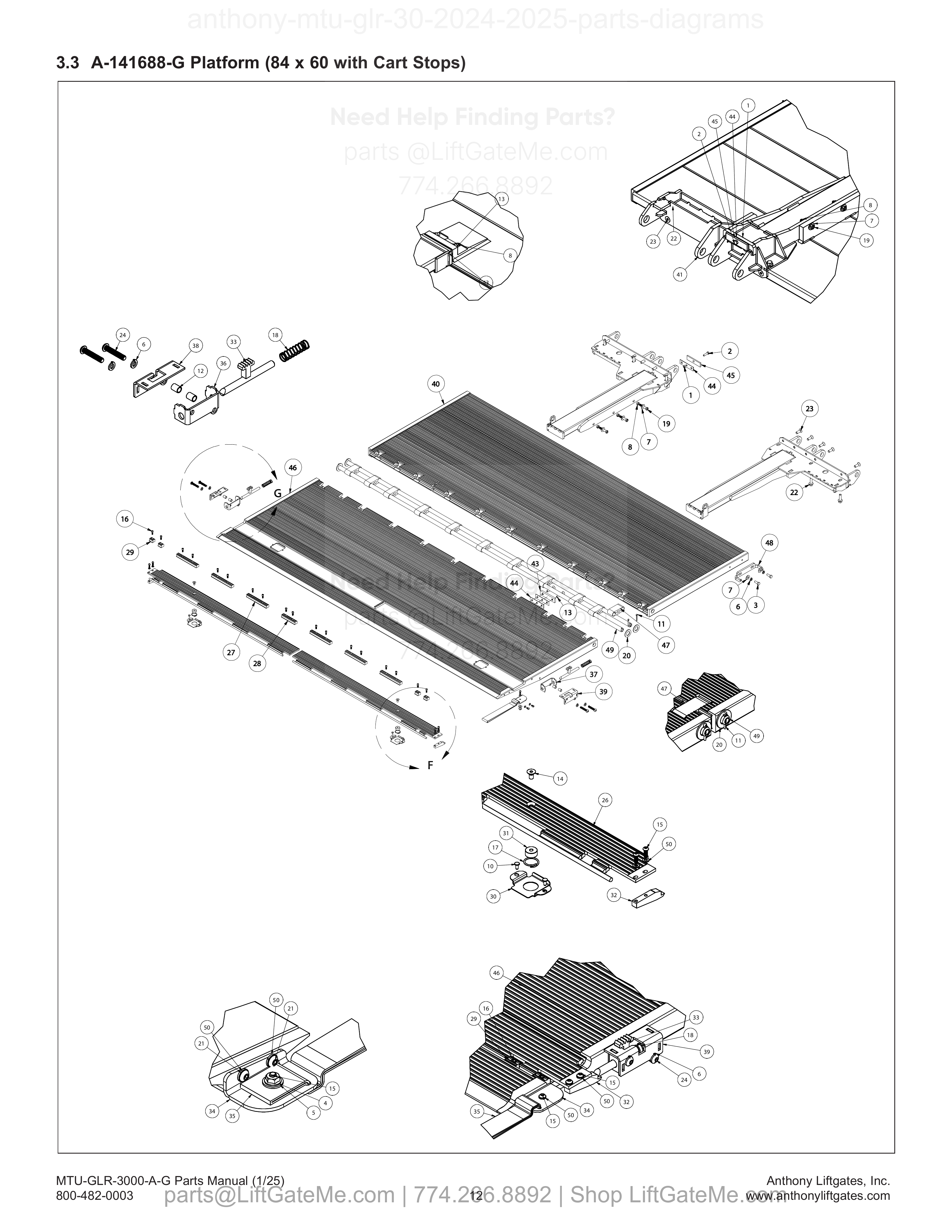 3.3 A-141688-G Platform (84 x 60 with Cart Stops) diagram