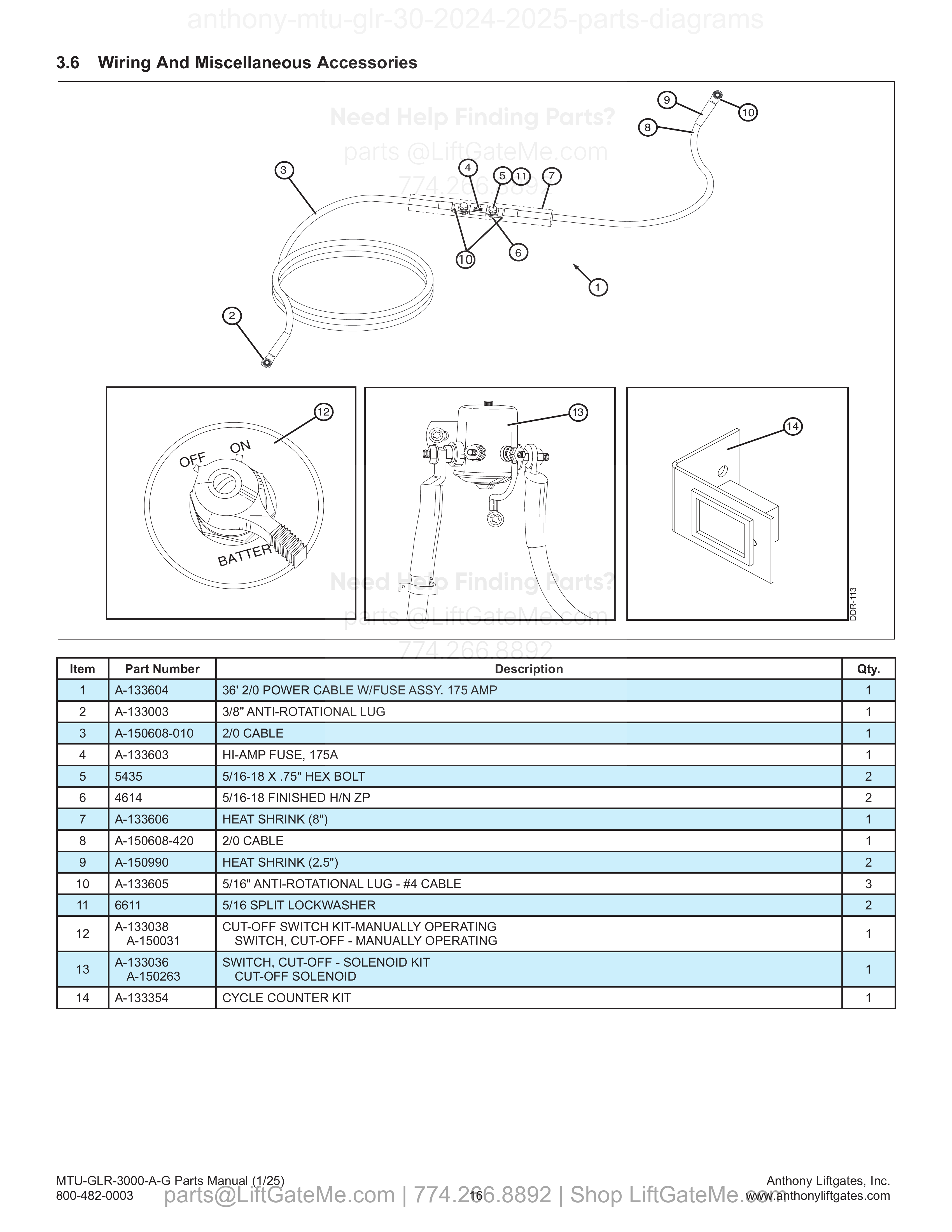 3.6 Wiring And Miscellaneous Accessories diagram