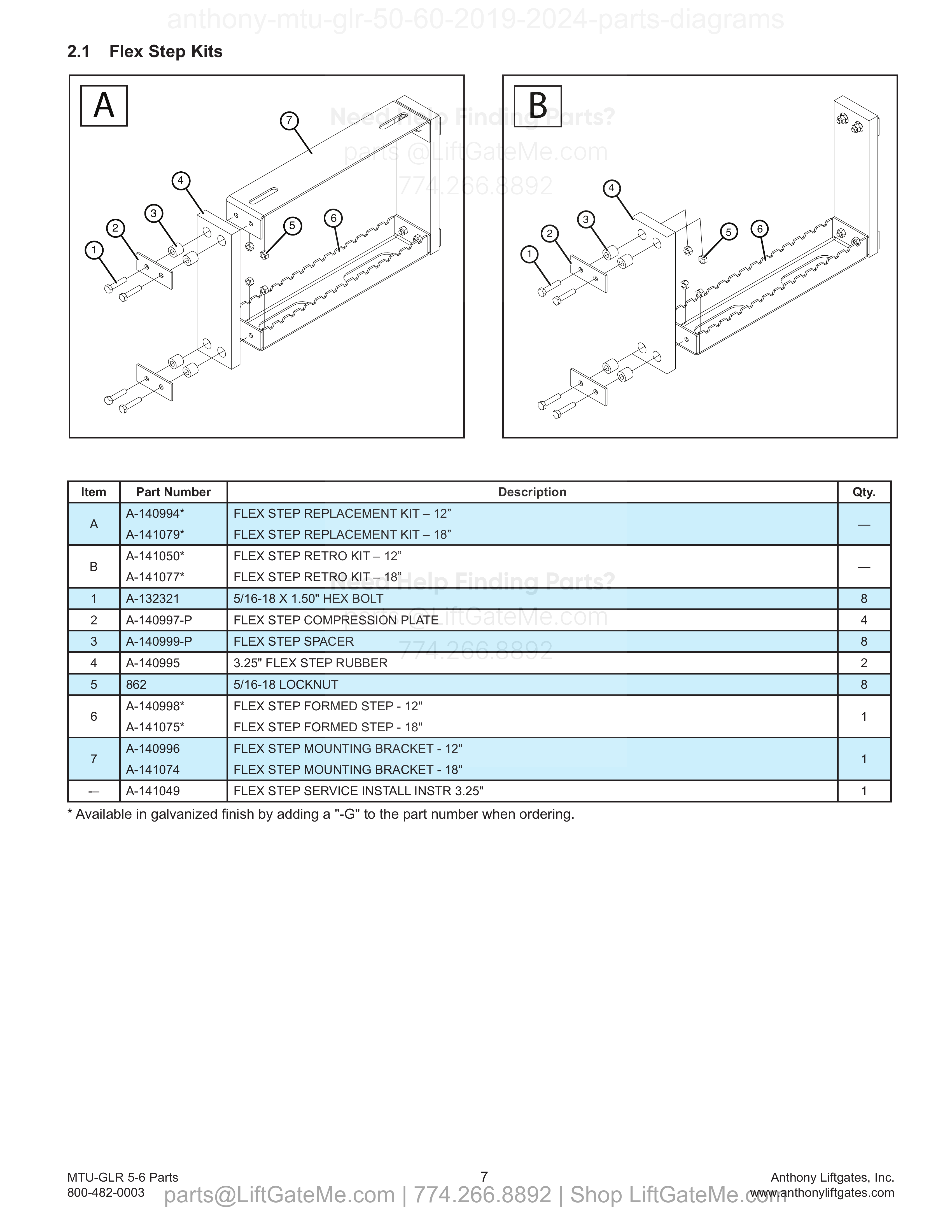Flex Step Kits diagram
