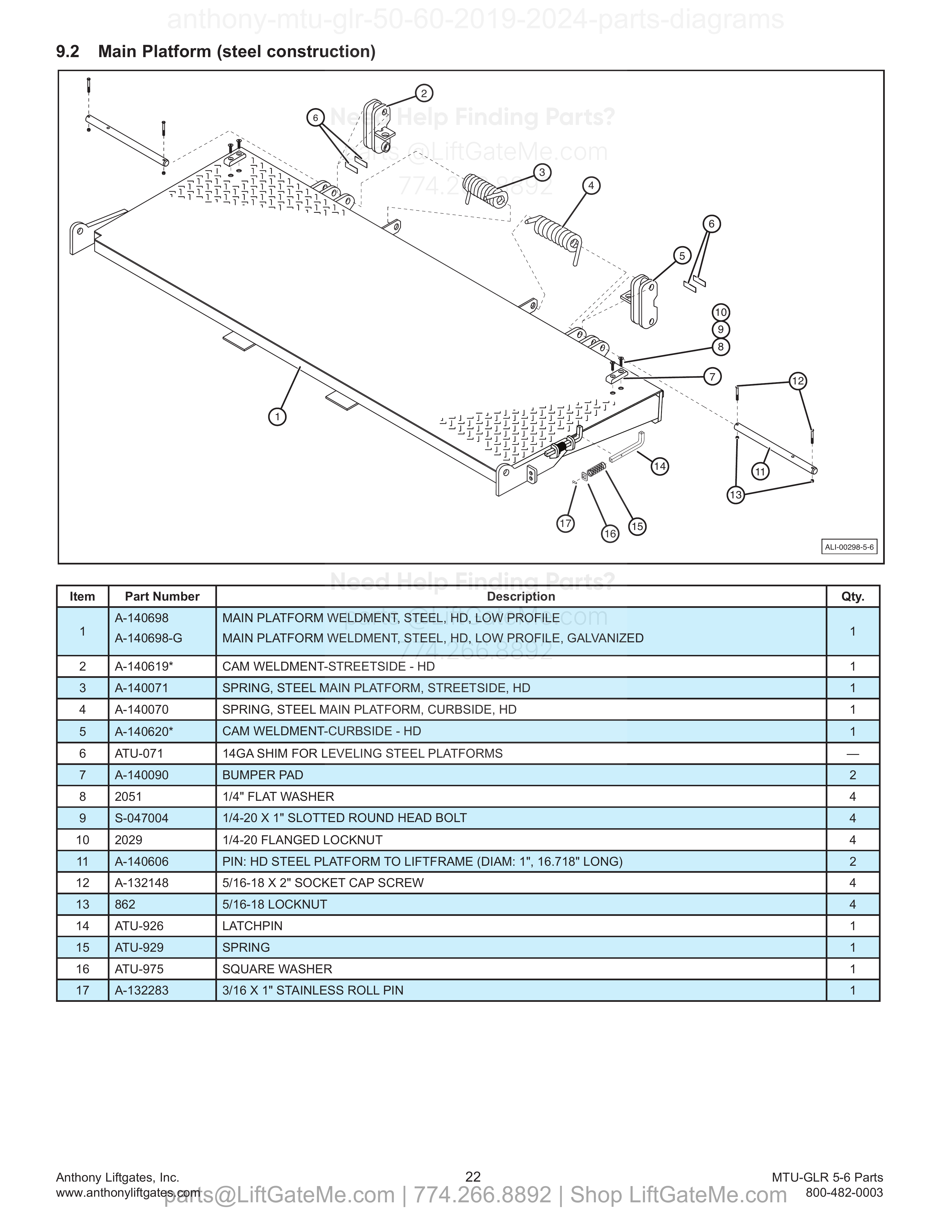 9.2 Main Platform (steel construction) diagram