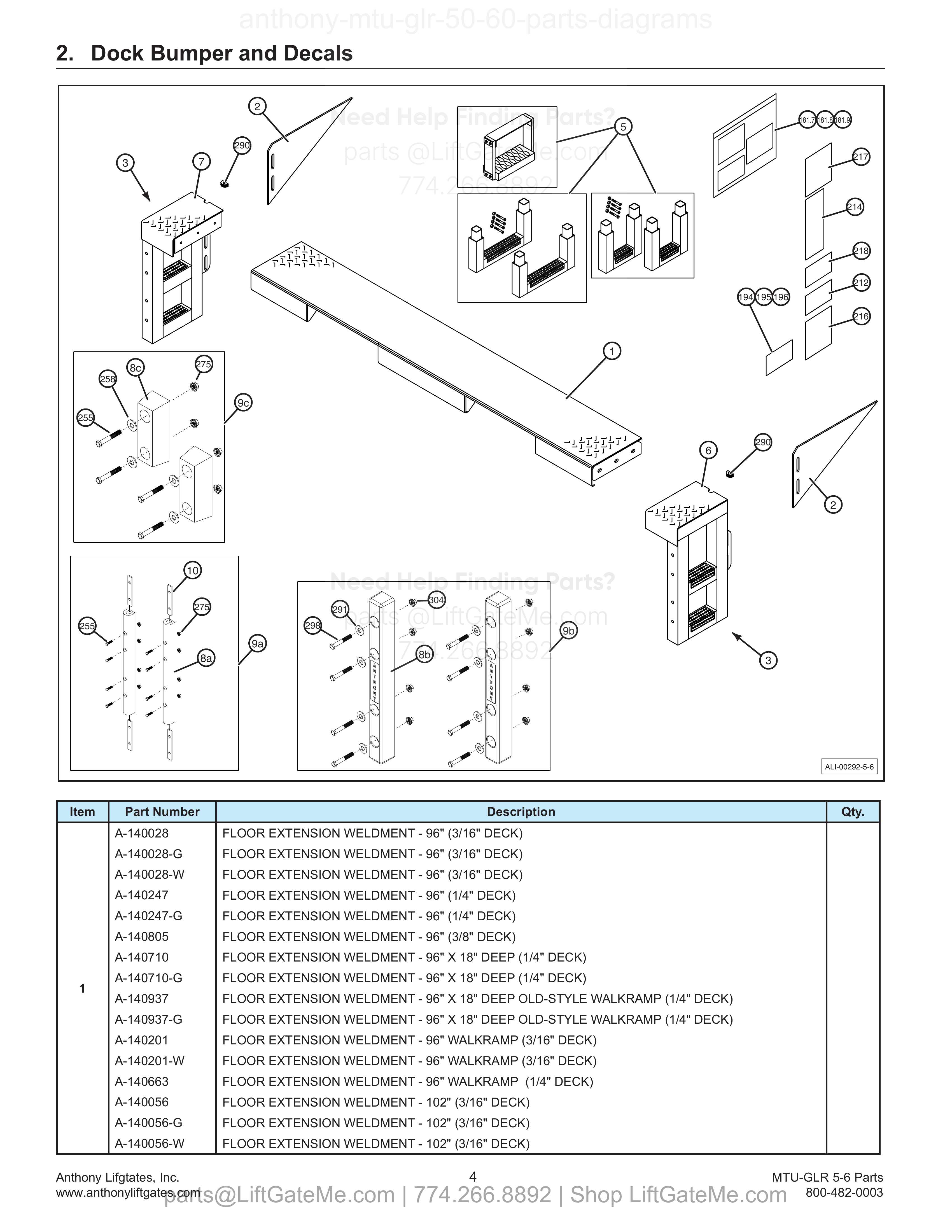 Dock Bumper and Decals diagram