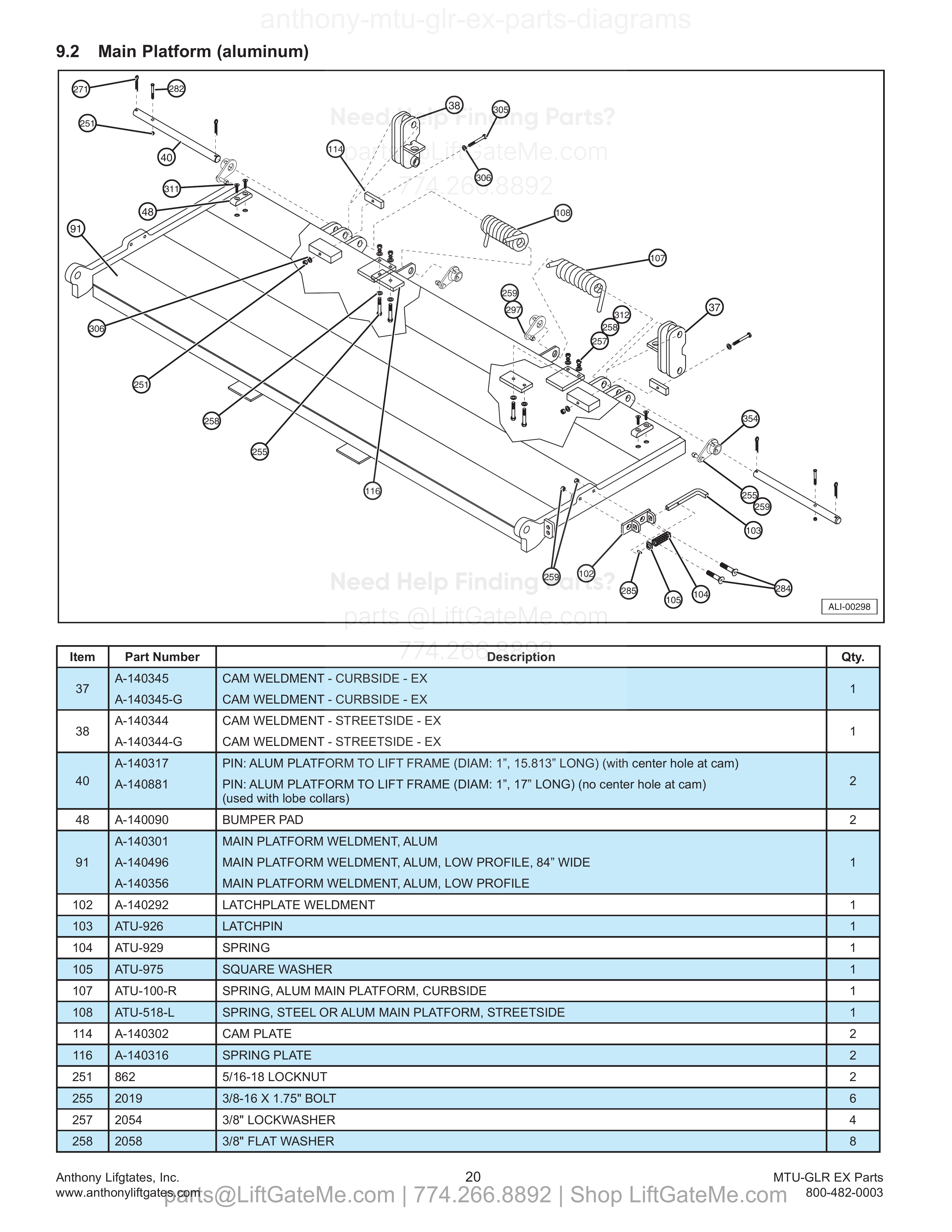 9.2 Main Platform (aluminum) diagram