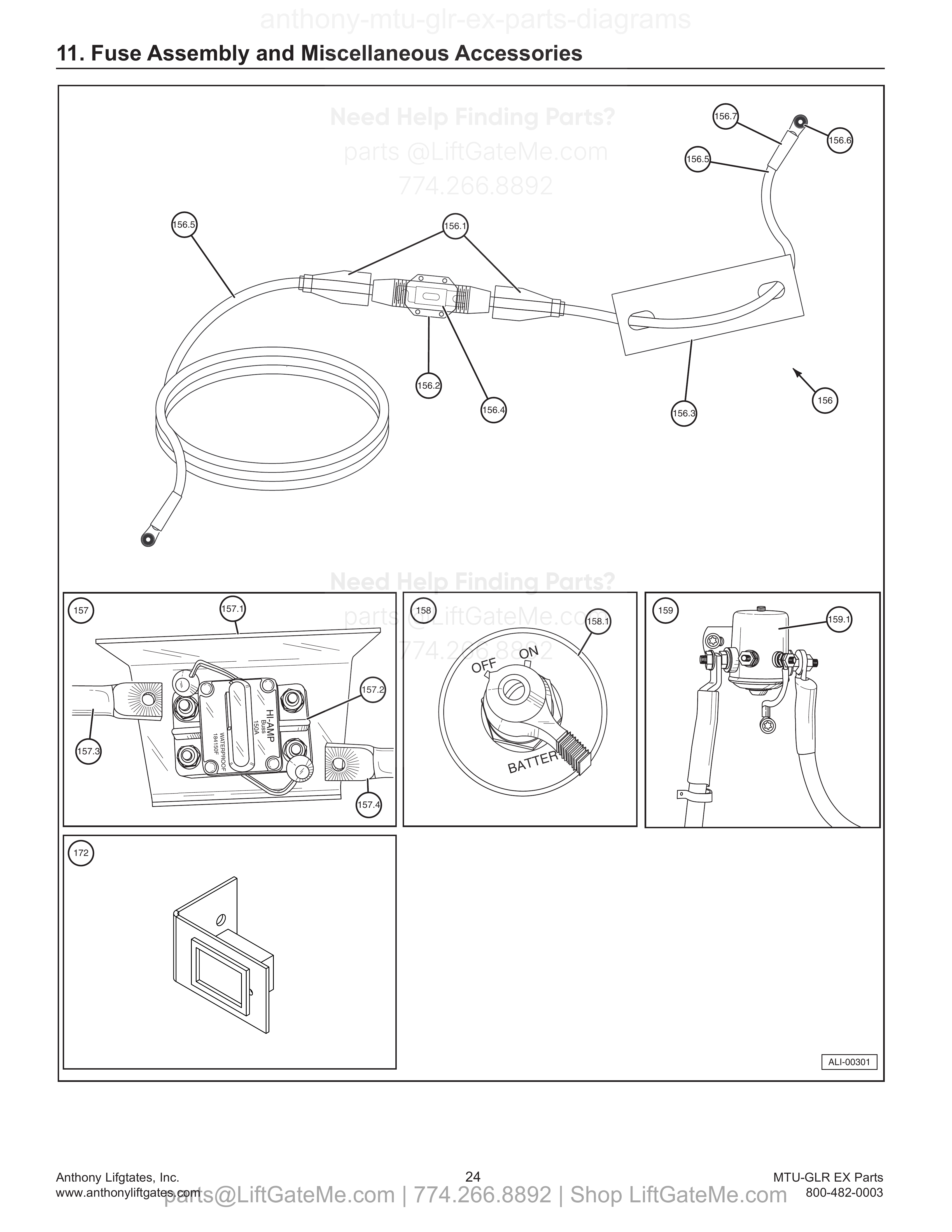 11. Fuse Assembly and Miscellaneous Accessories diagram