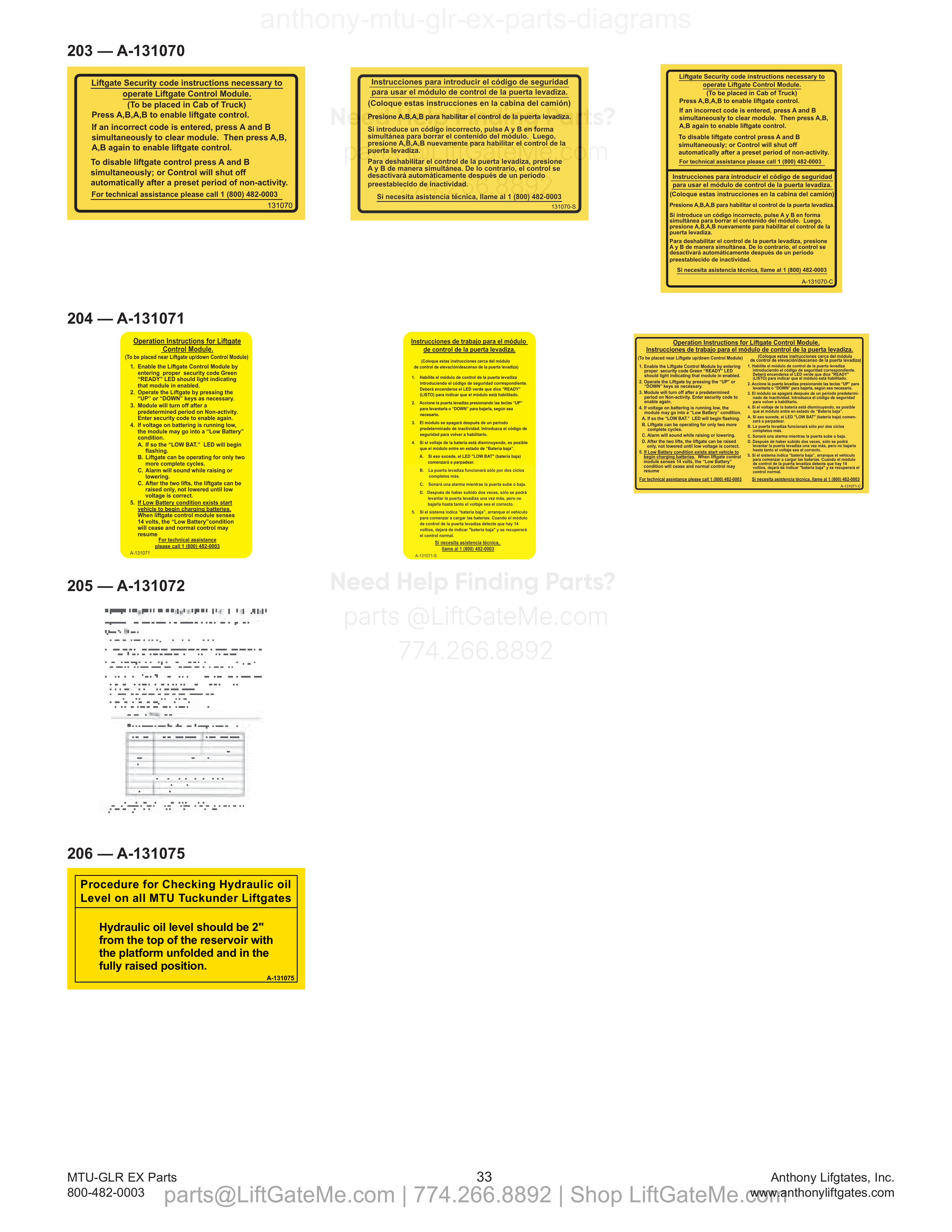 Parts table p30 (diagram p33) diagram