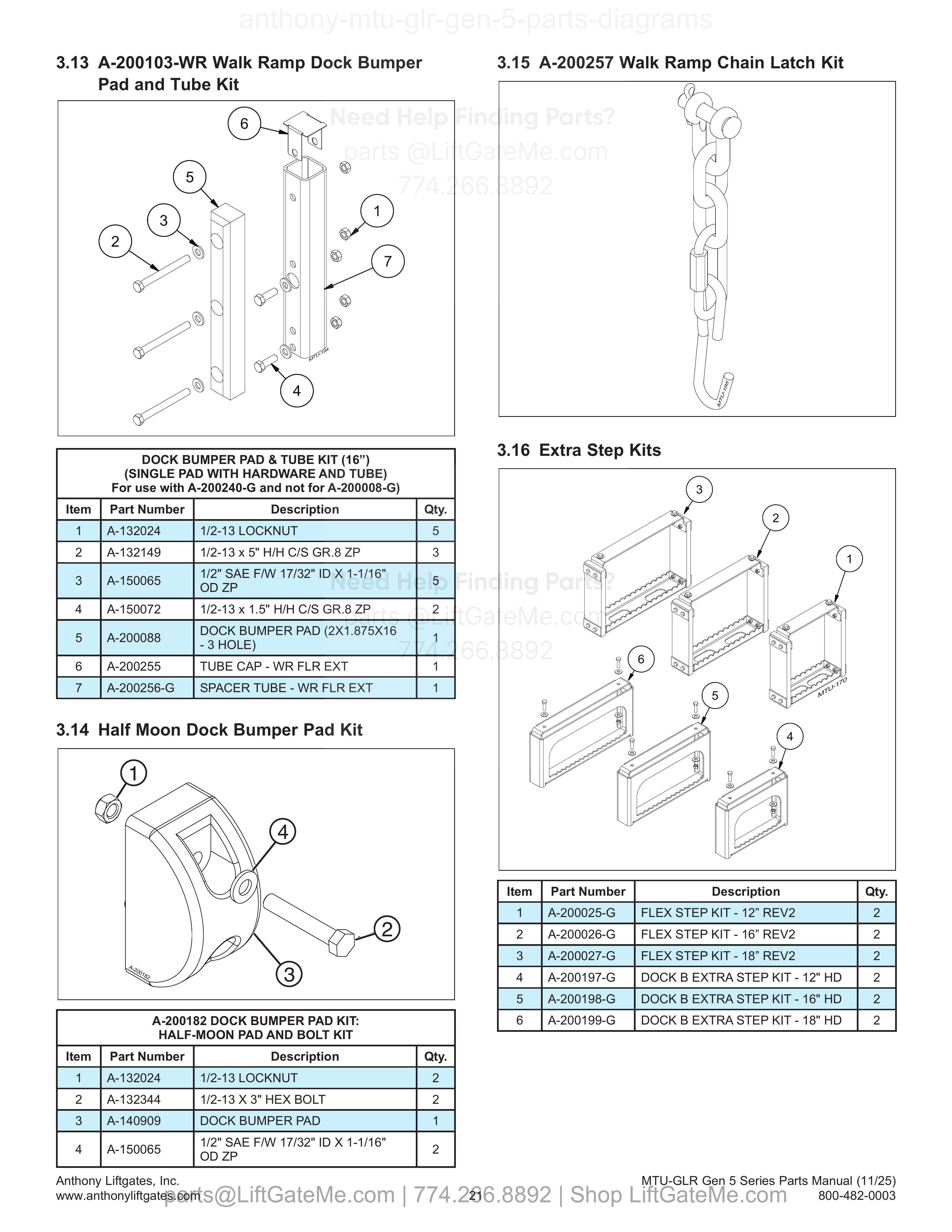 3.13 A-200103-WR Walk Ramp Dock Bumper Pad and Tube Kit diagram