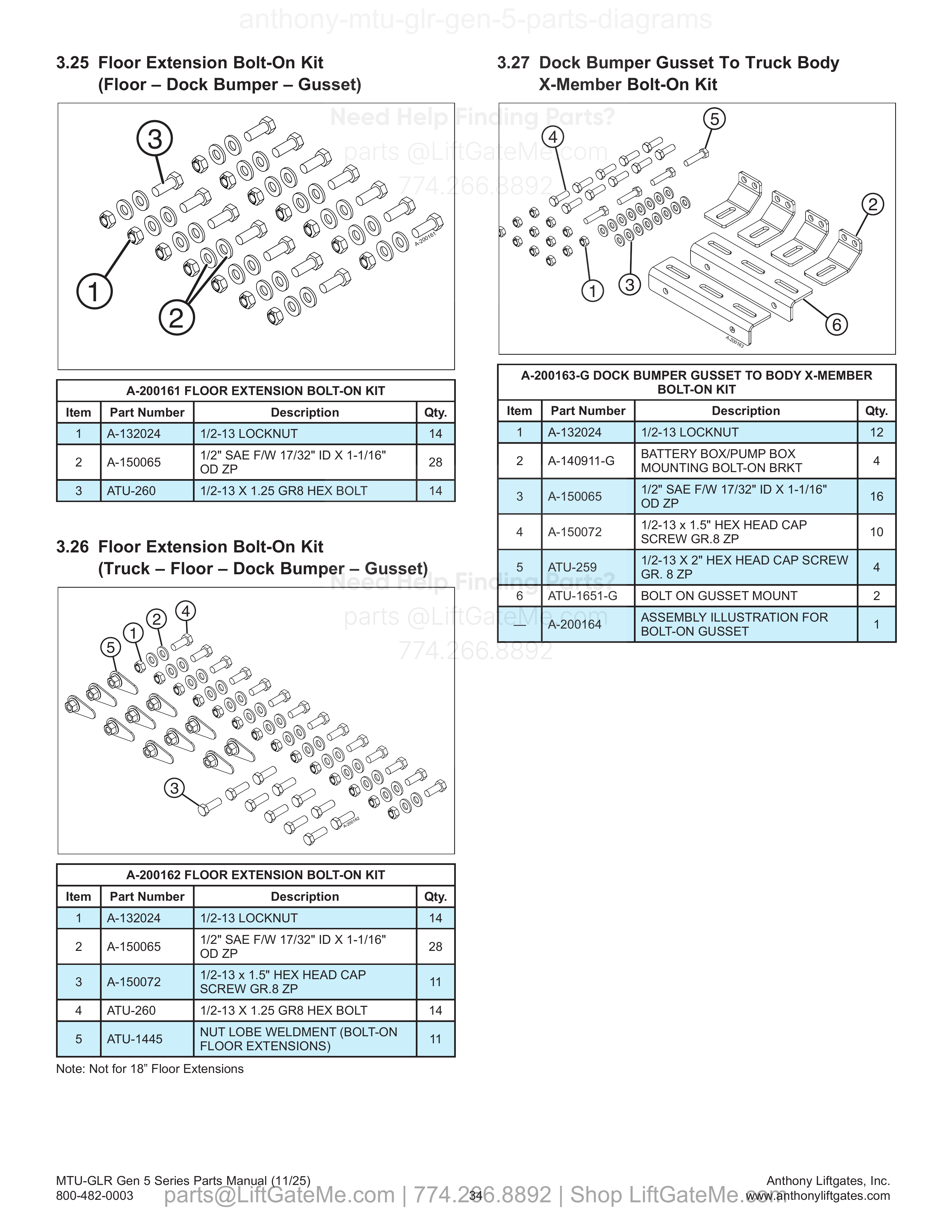 3.25 Floor Extension Bolt-On Kit (Floor – Dock Bumper – Gusset) diagram