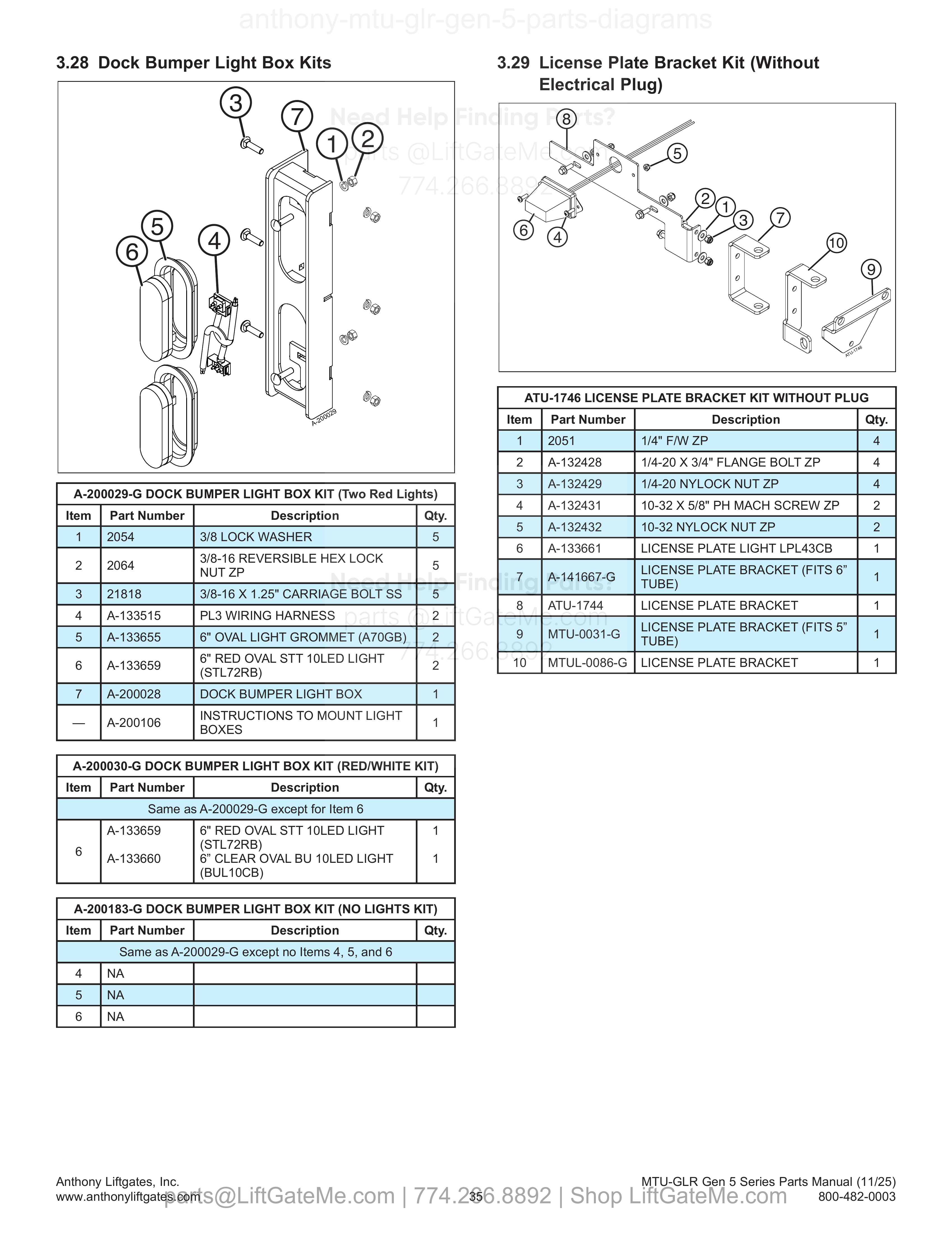 3.28 Dock Bumper Light Box Kits diagram
