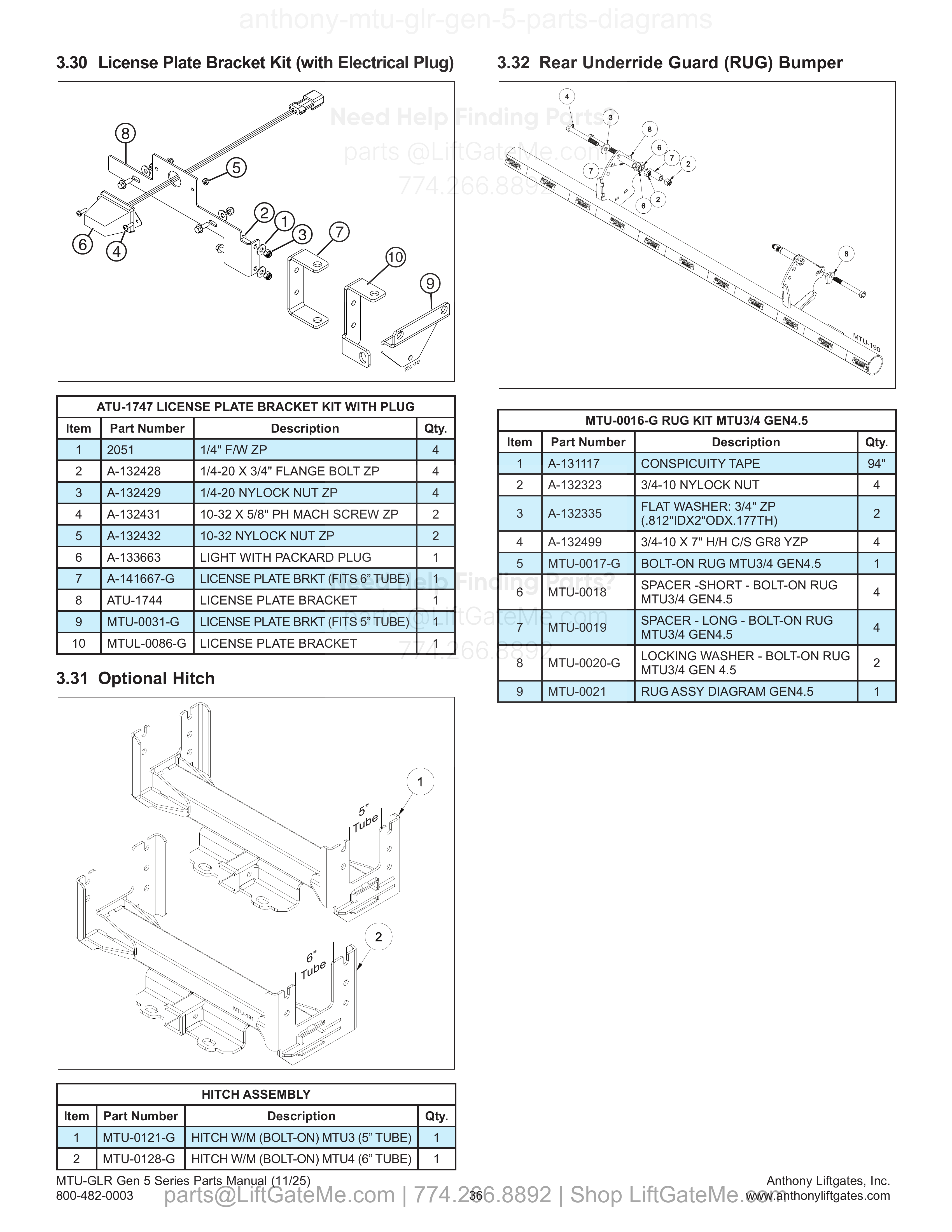 3.30 License Plate Bracket Kit (with Electrical Plug) diagram