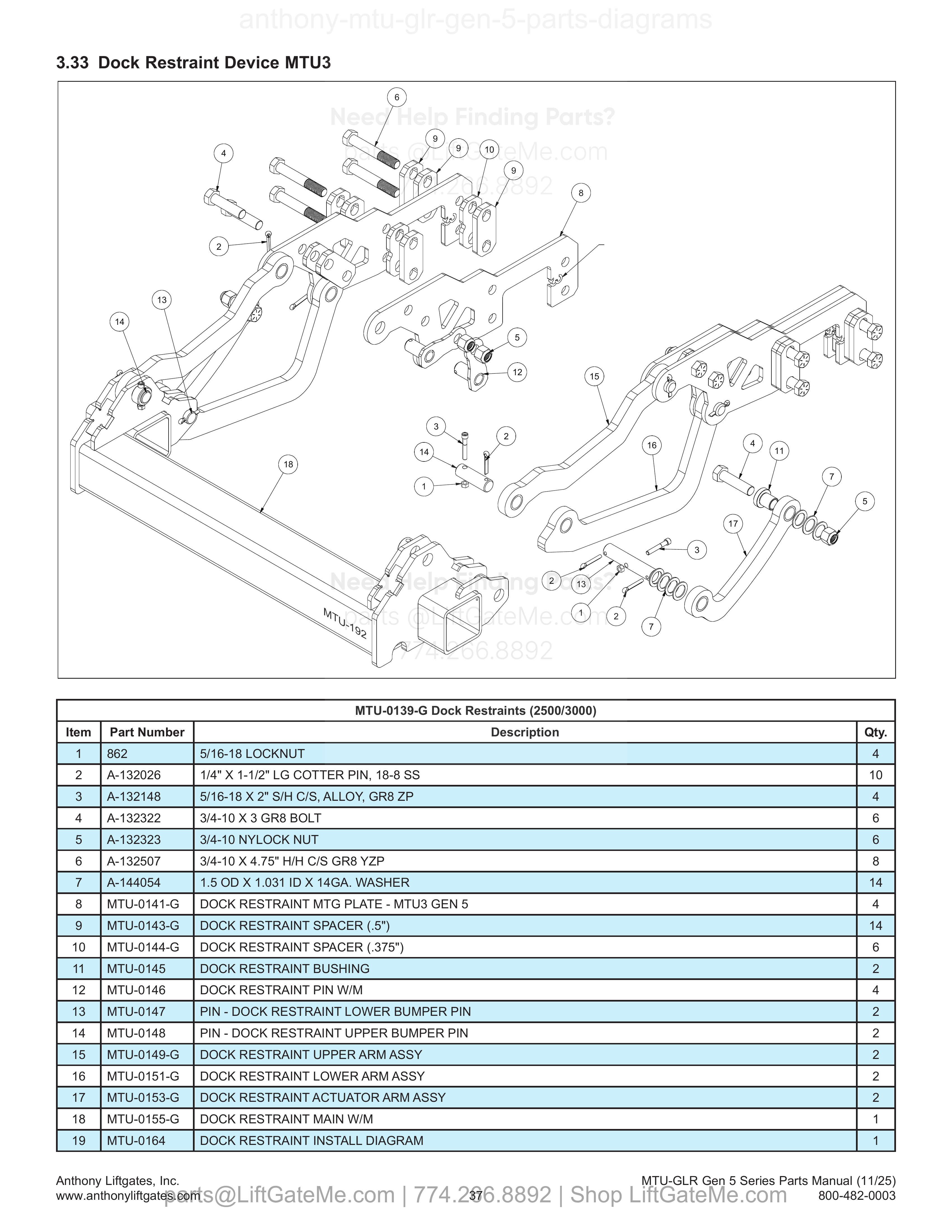 3.33 Dock Restraint Device MTU3 diagram