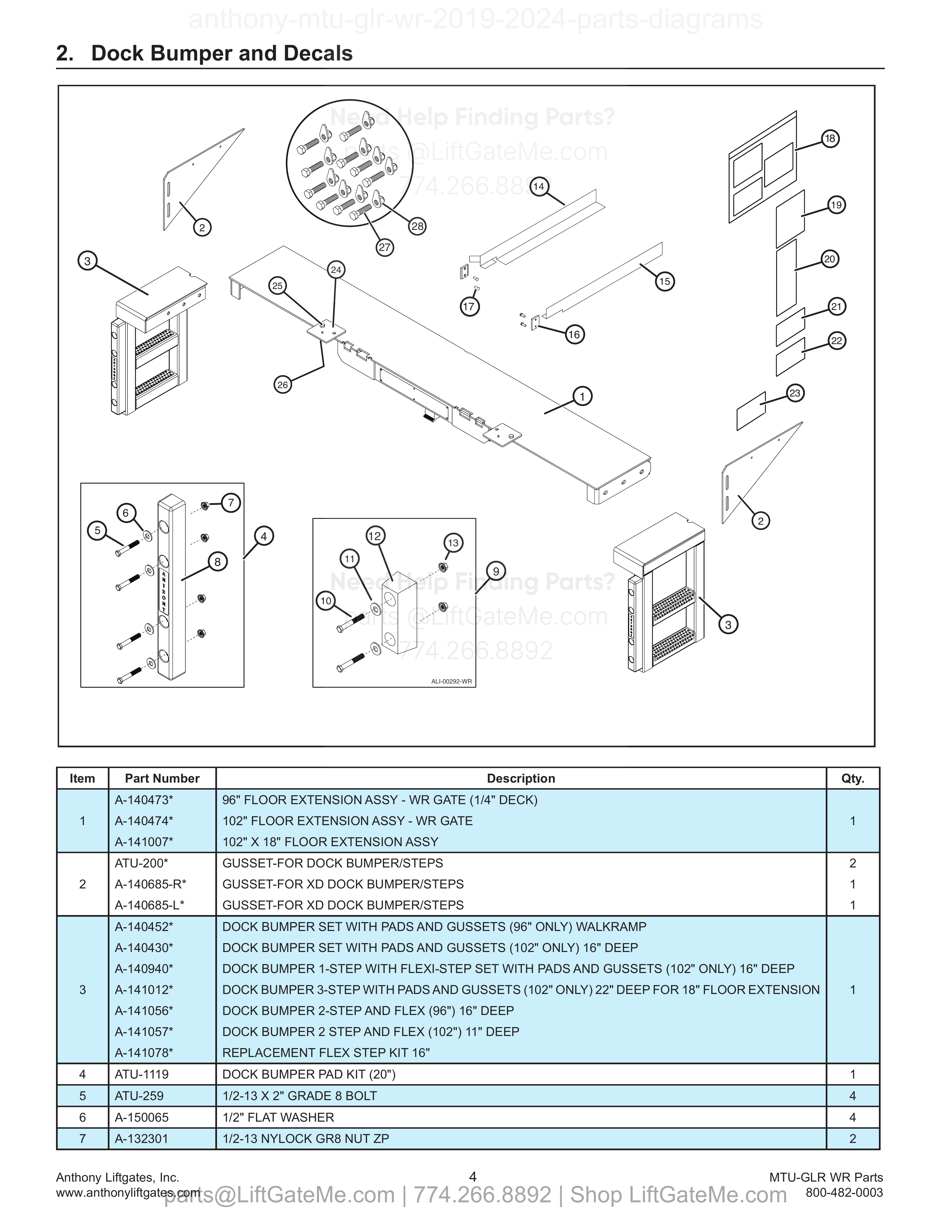 2. Dock Bumper and Decals diagram