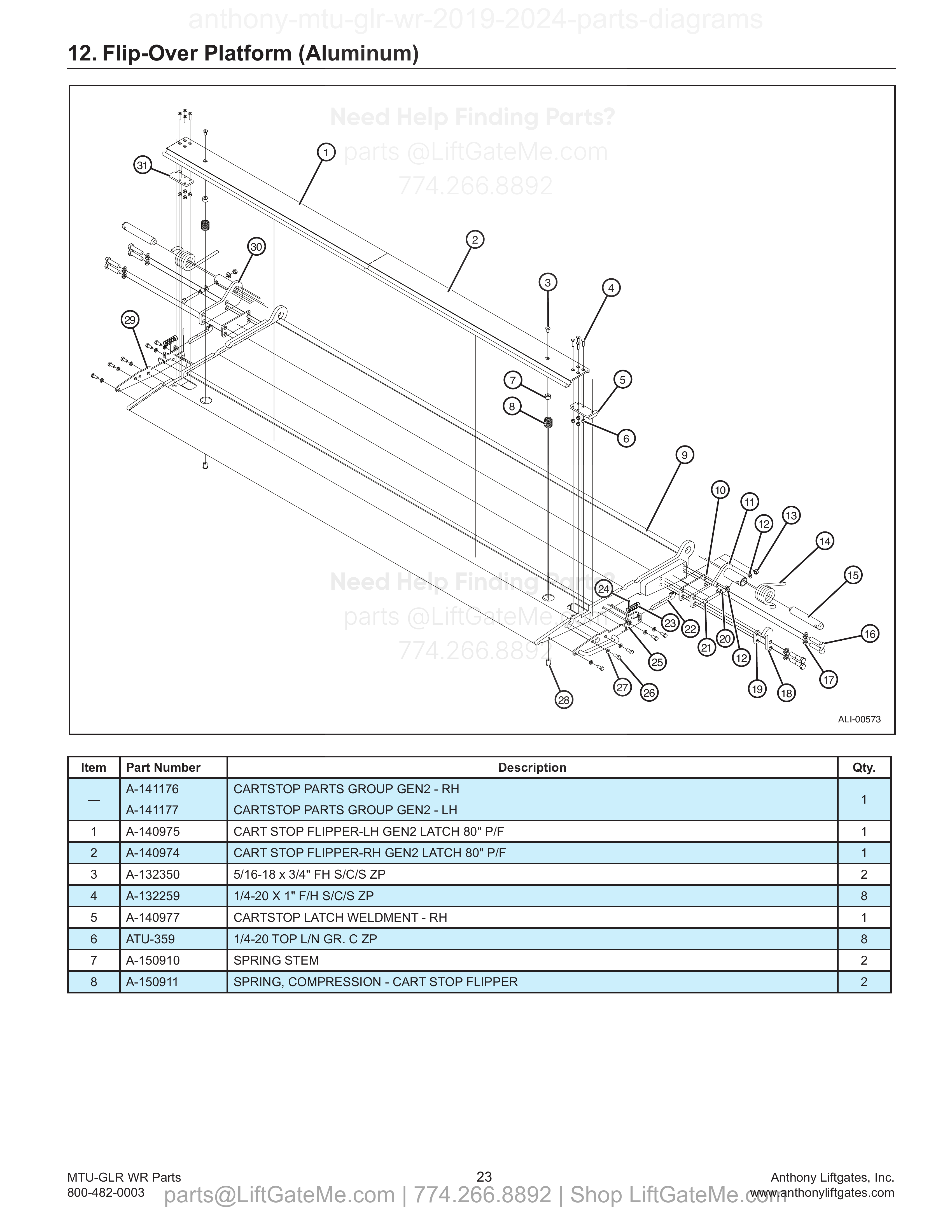 12. Flip-Over Platform (Aluminum) diagram