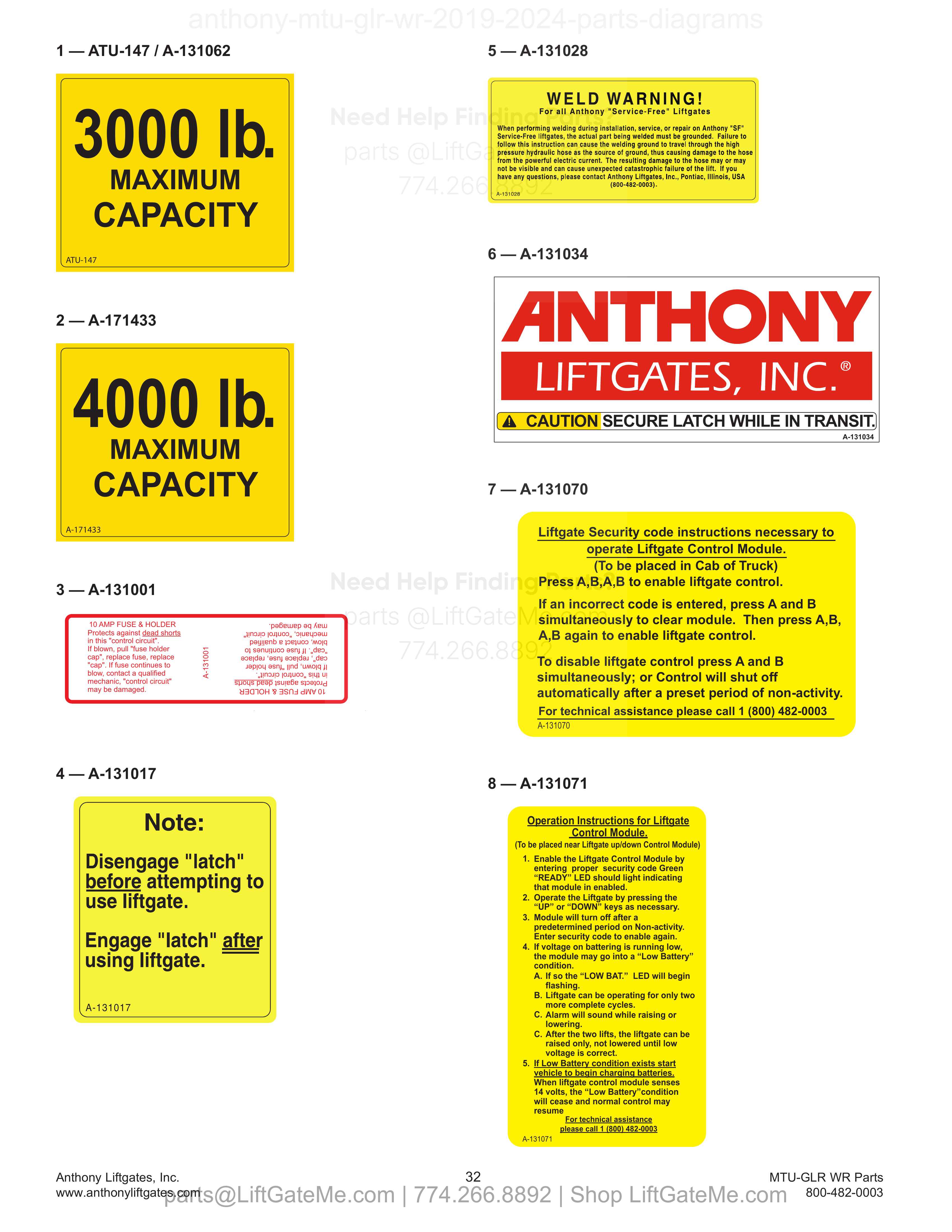 16. Safety and Instructional Decals diagram