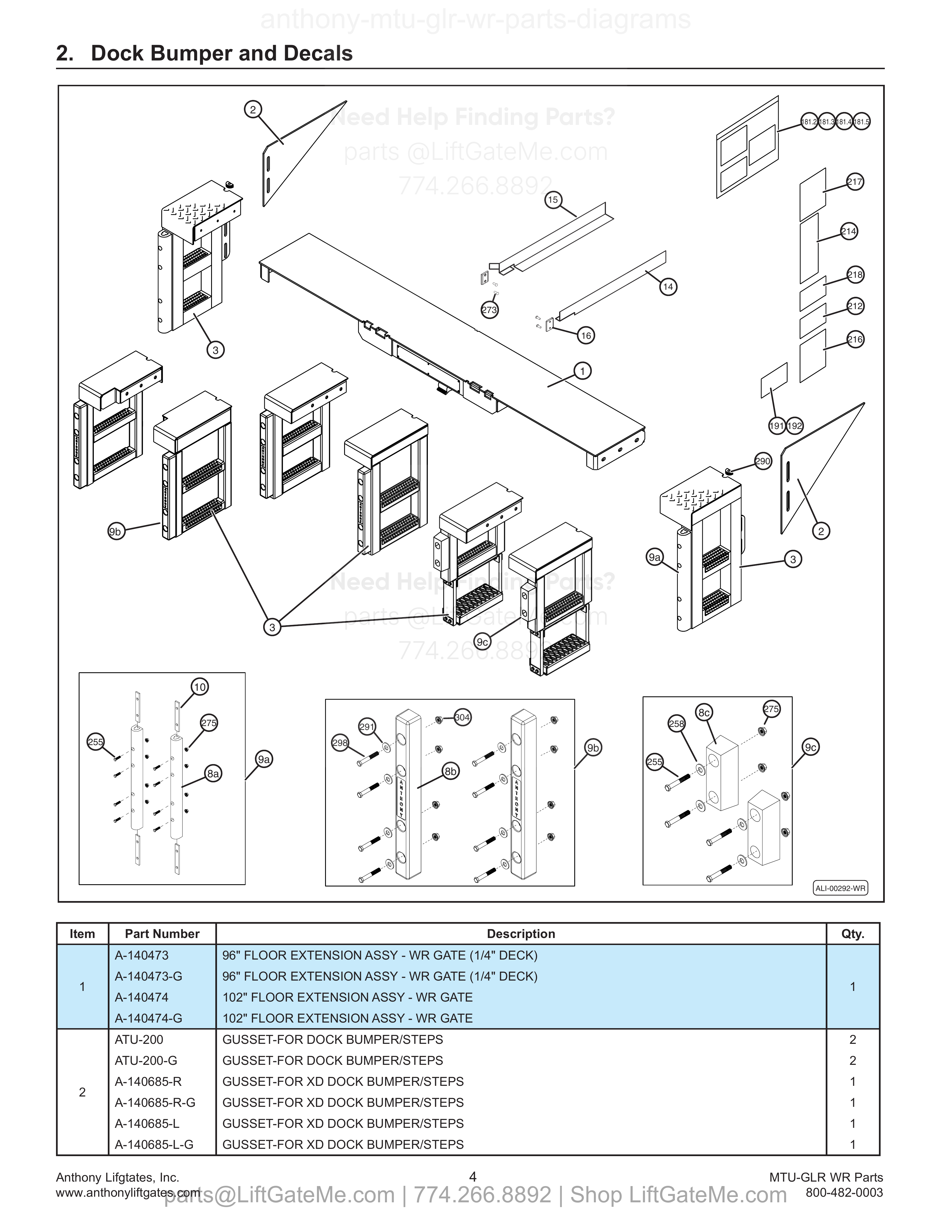 Dock Bumper and Decals diagram