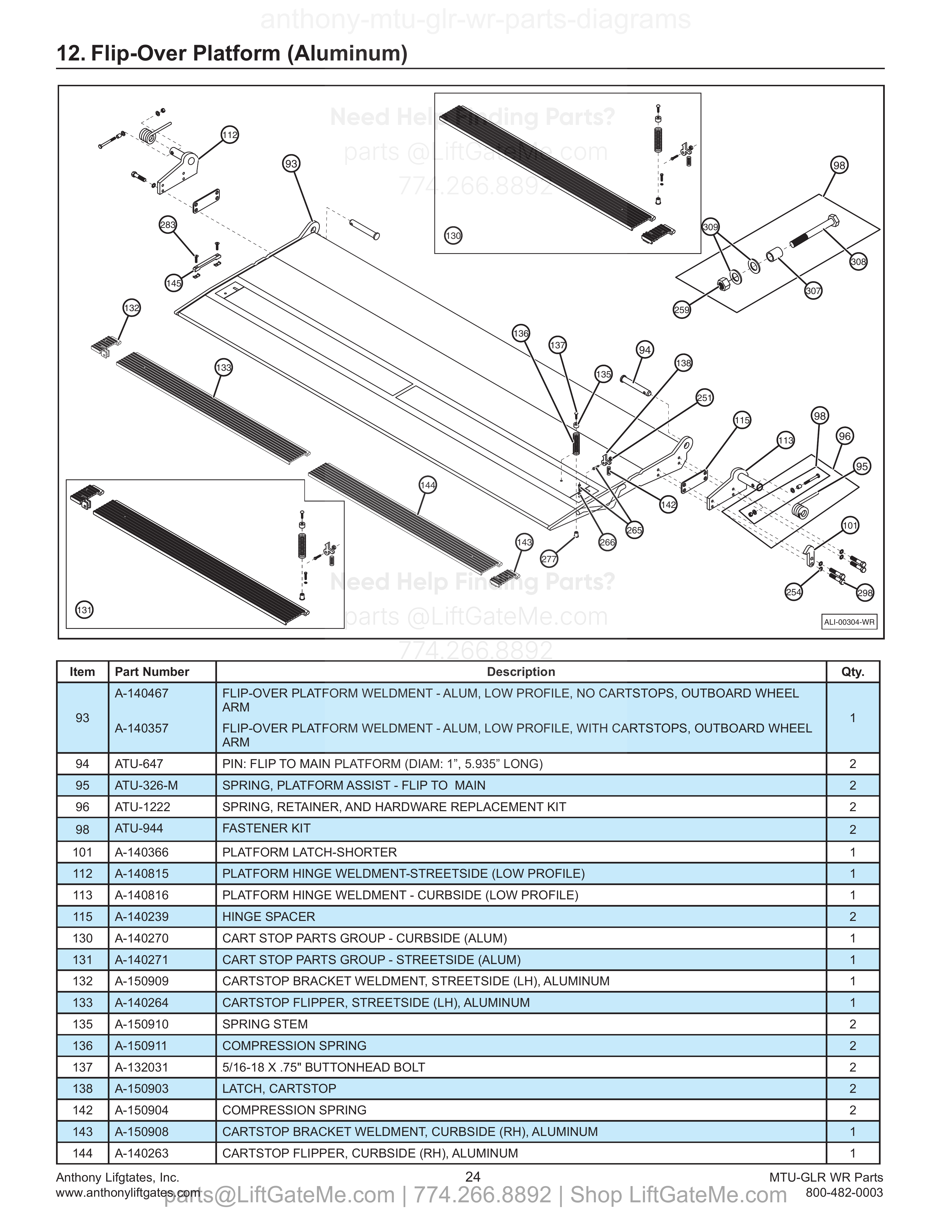 12. Flip-Over Platform (Aluminum) diagram