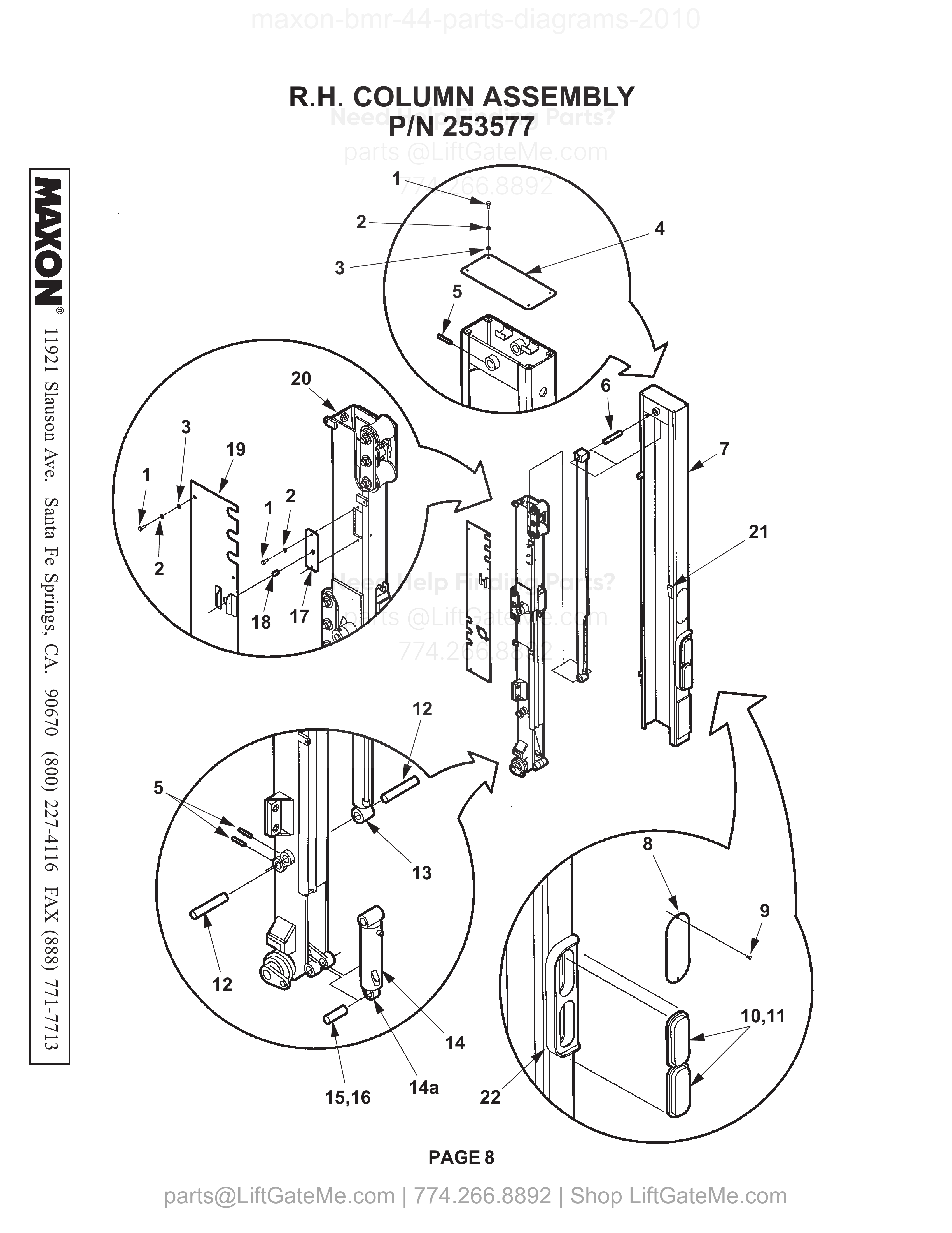 R.H. COLUMN ASSEMBLY diagram