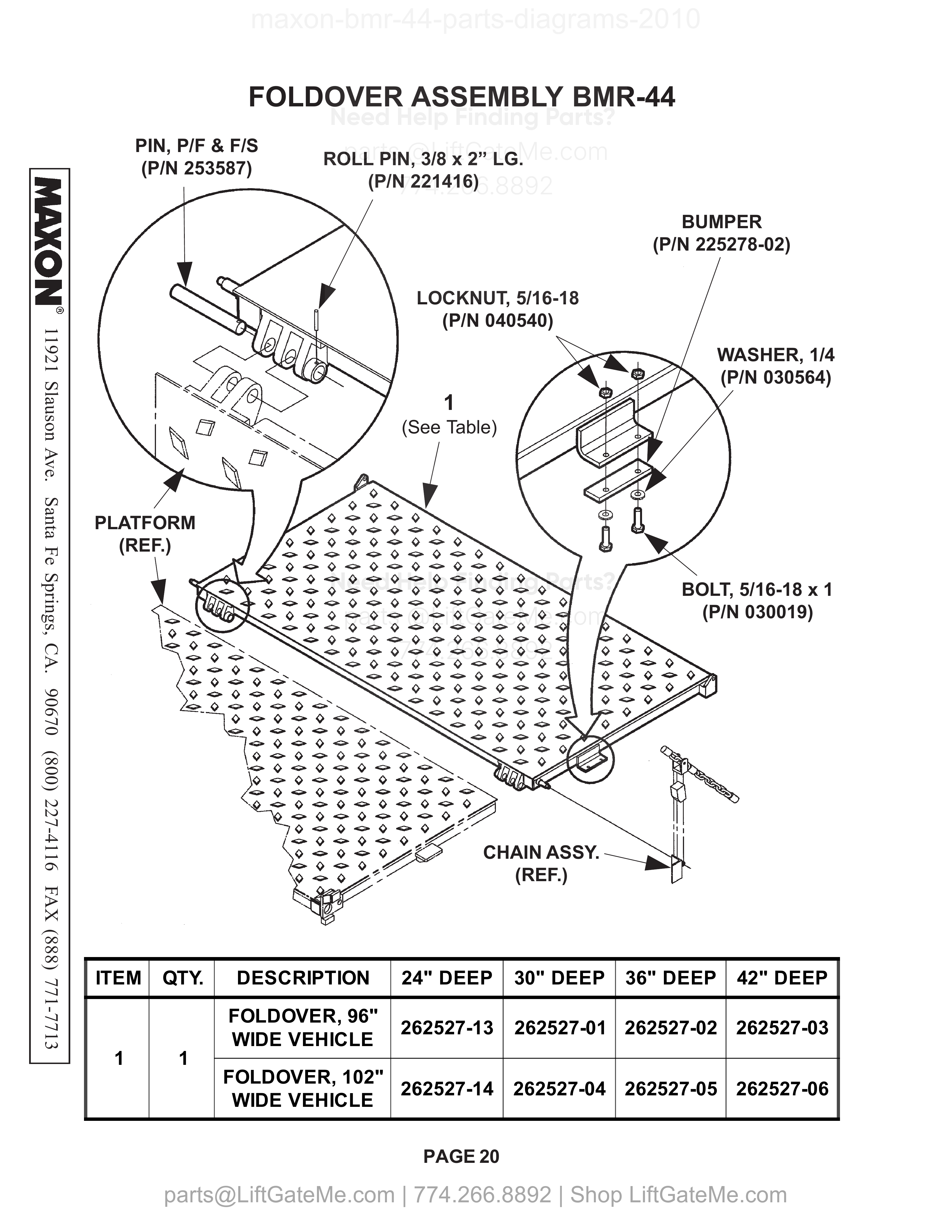 FOLDOVER ASSEMBLY BMR-44 diagram