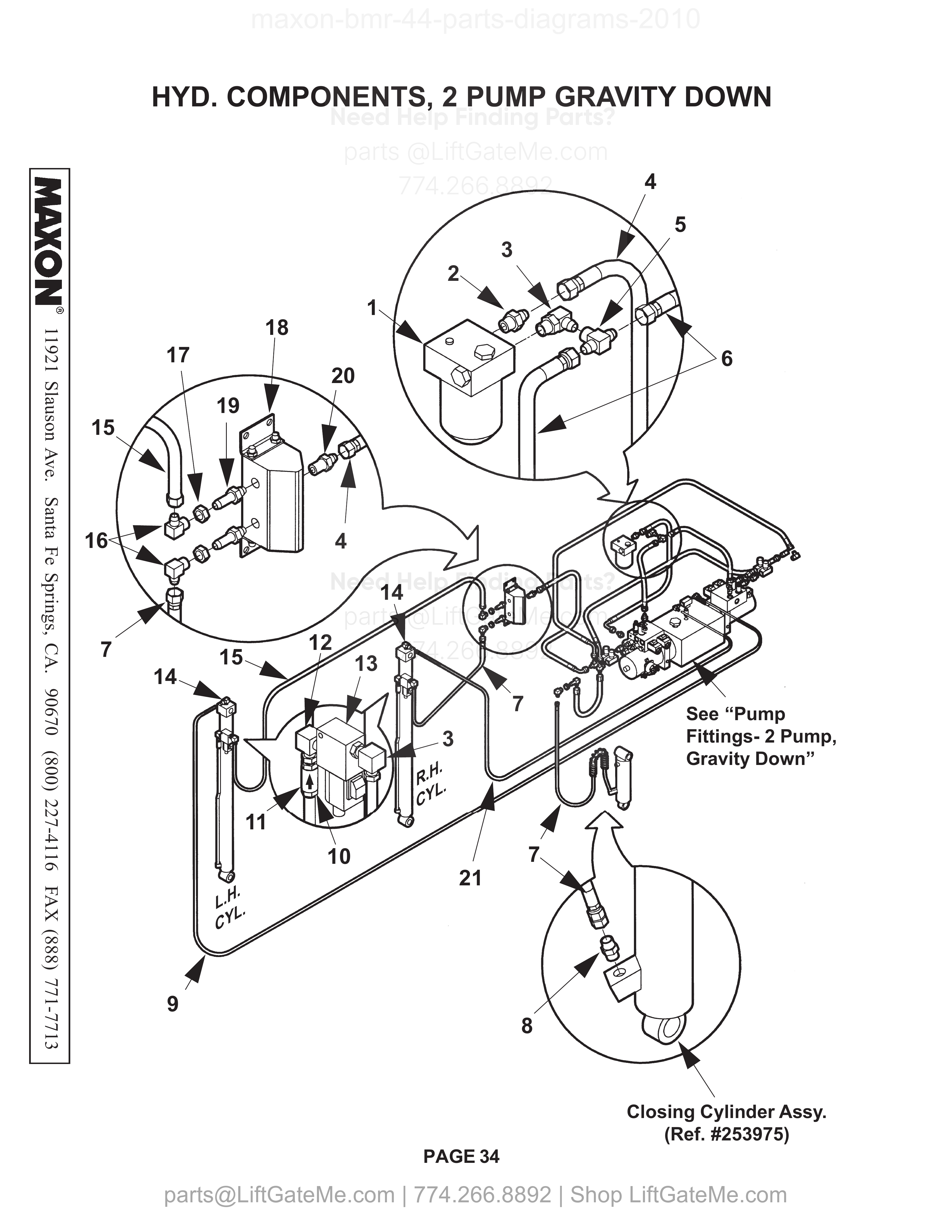 HYD. COMPONENTS, 2 PUMP GRAVITY DOWN diagram