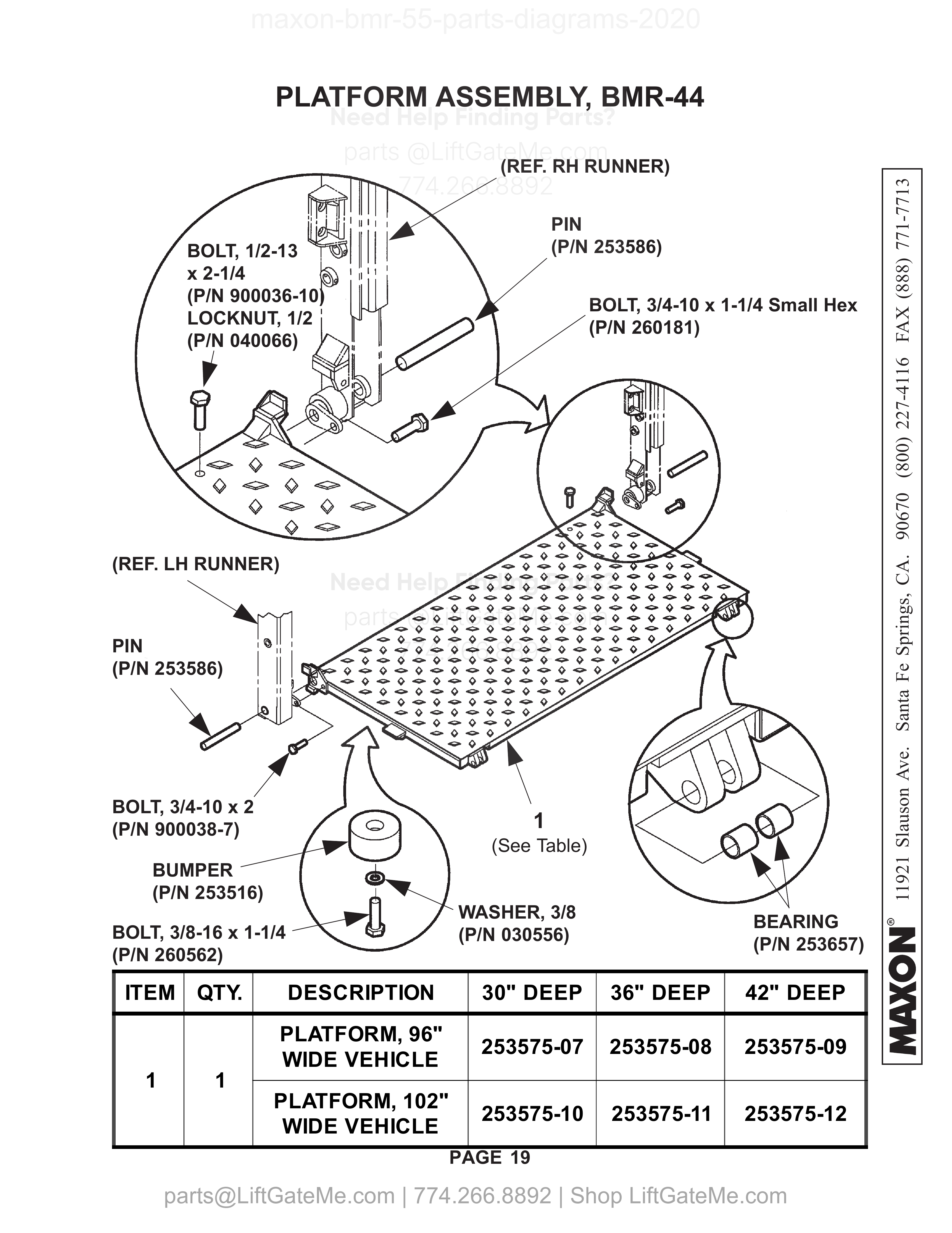 PLATFORM ASSEMBLY, BMR-44 diagram