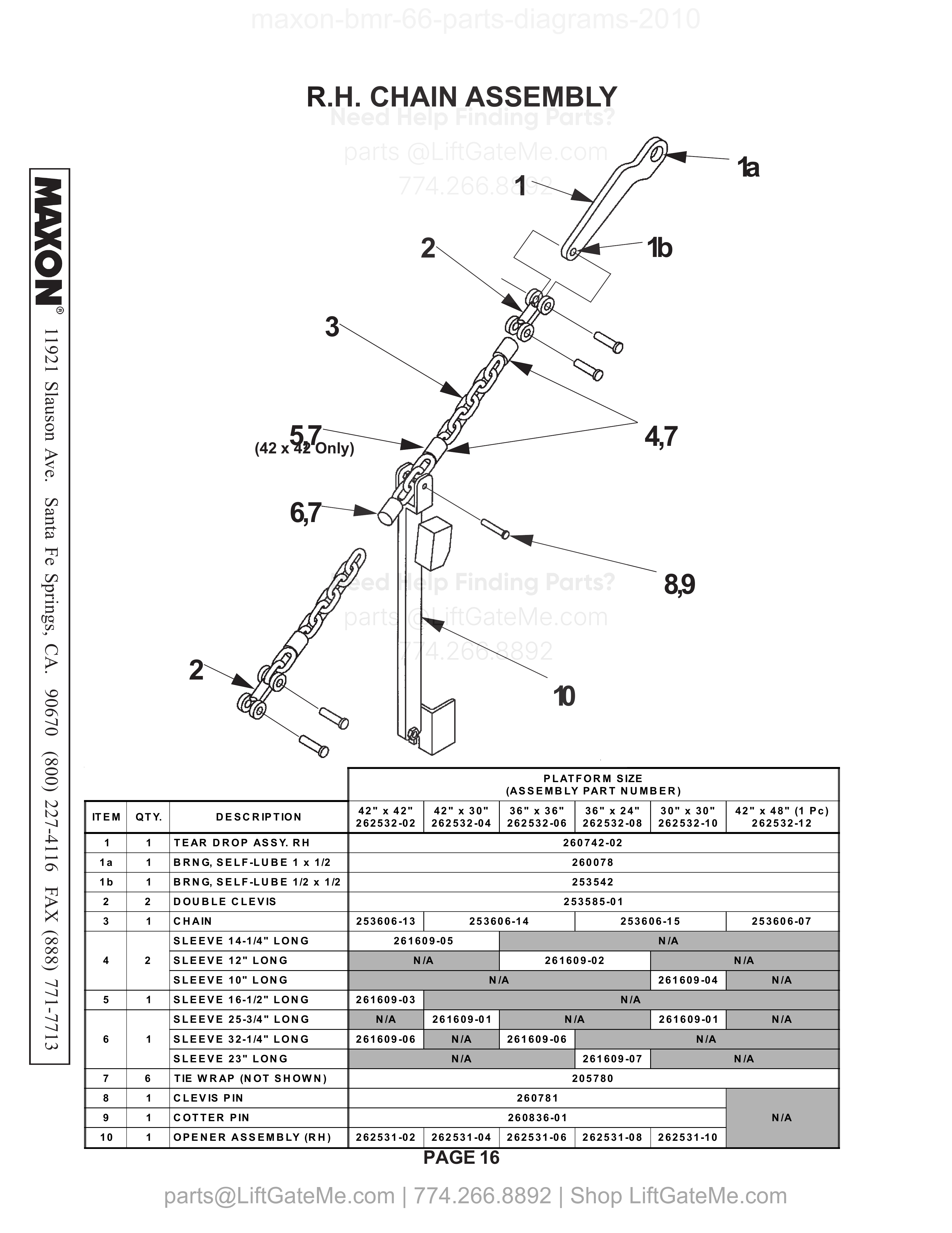R.H. CHAIN ASSEMBLY diagram