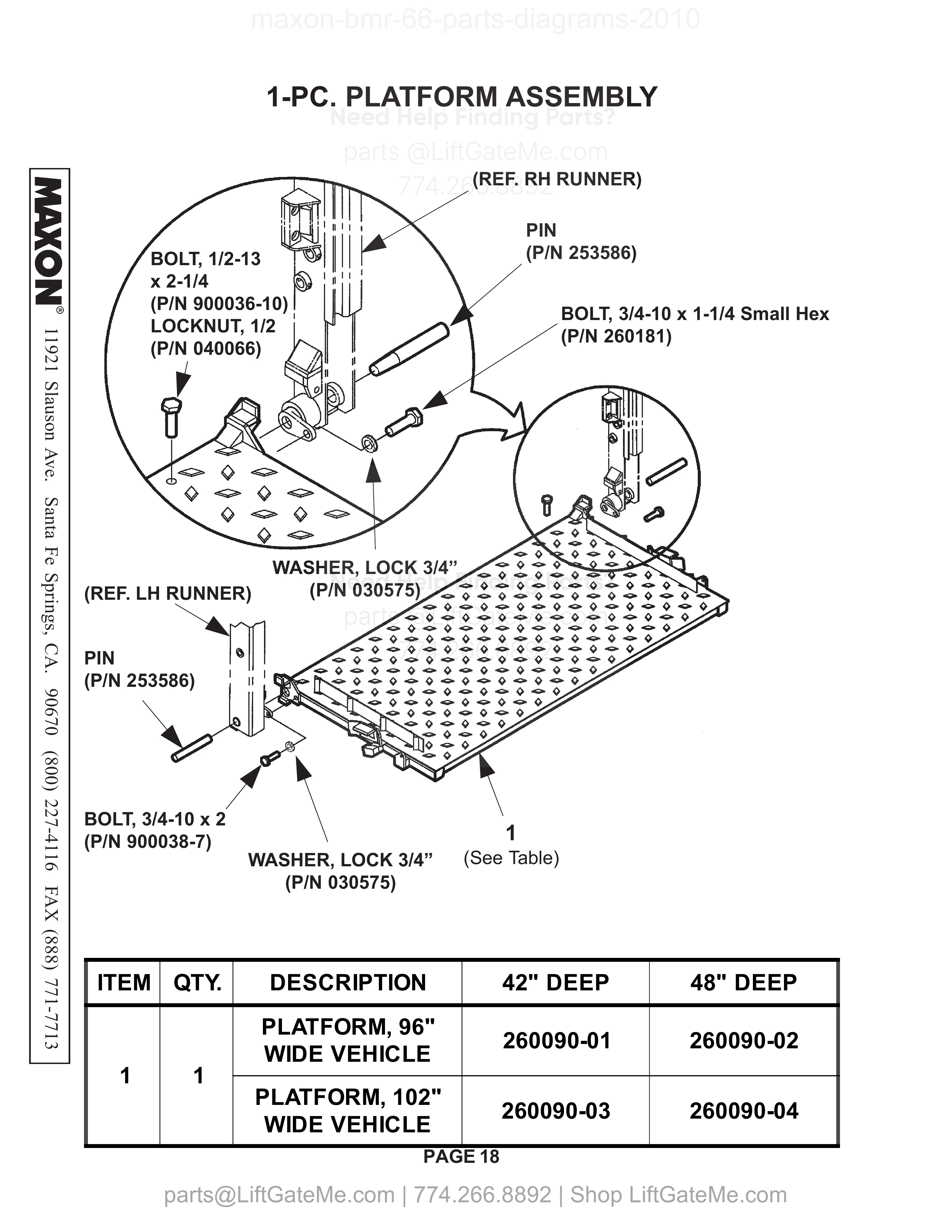 1-PC. PLATFORM ASSEMBLY diagram