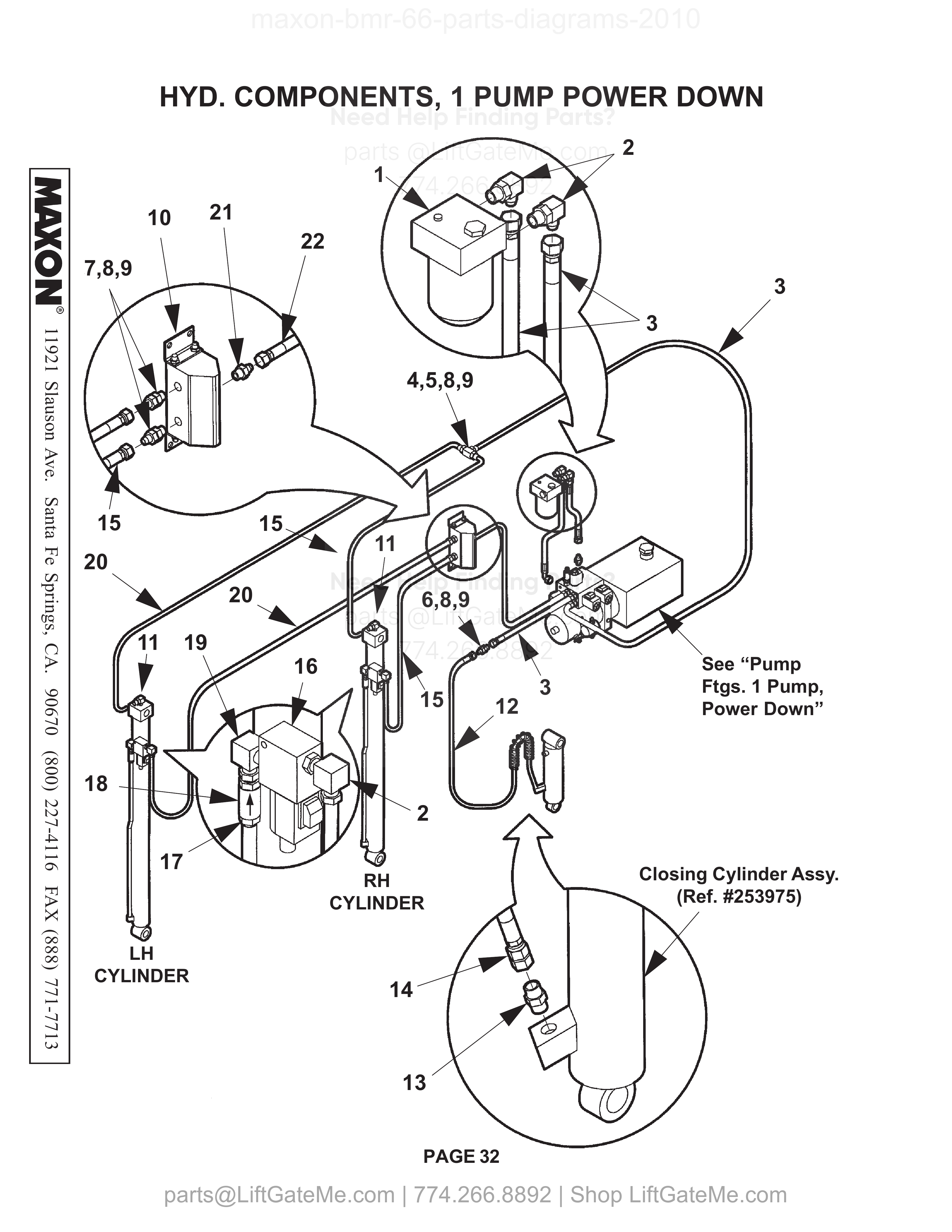 HYD. COMPONENTS, 1 PUMP POWER DOWN diagram