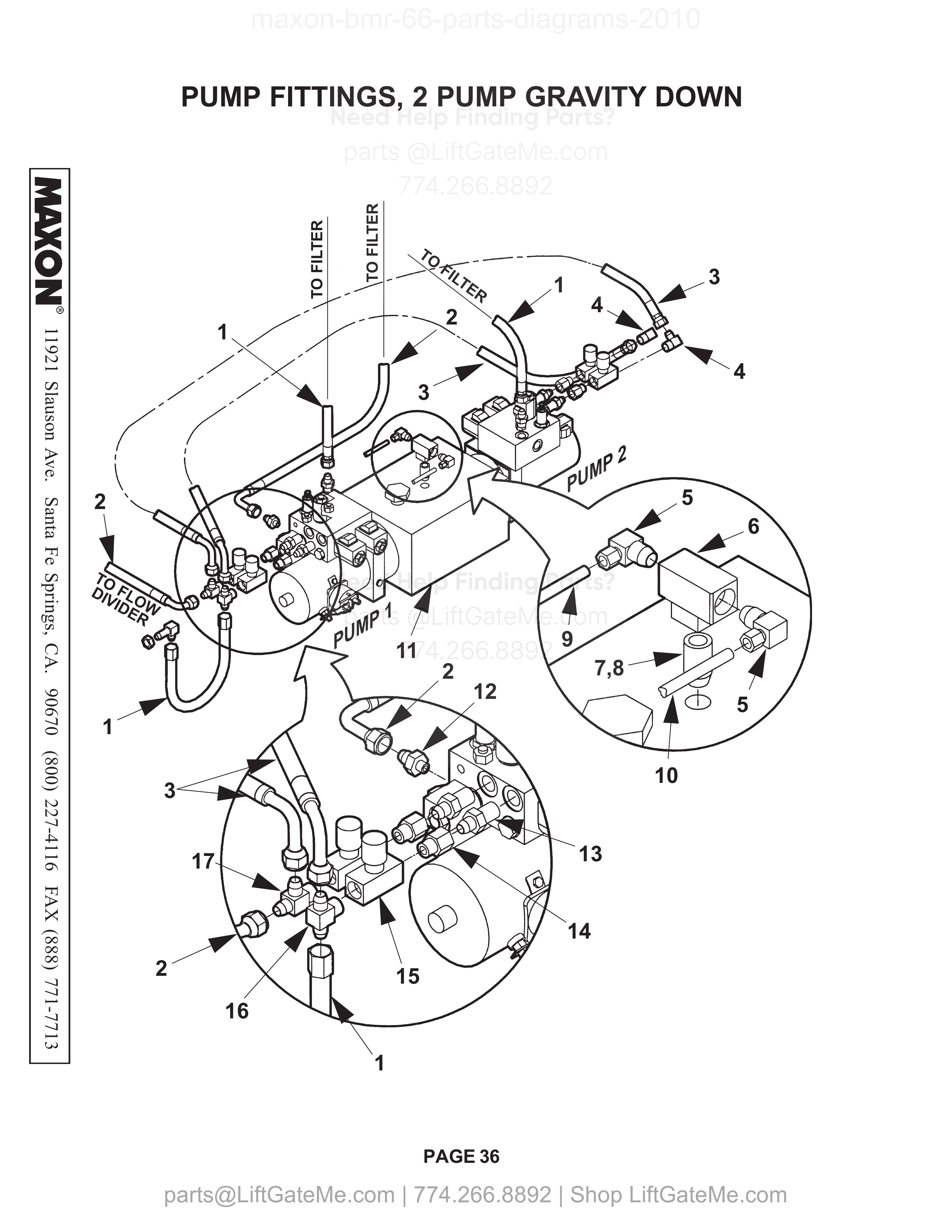PUMP FITTINGS, 2 PUMP GRAVITY DOWN diagram