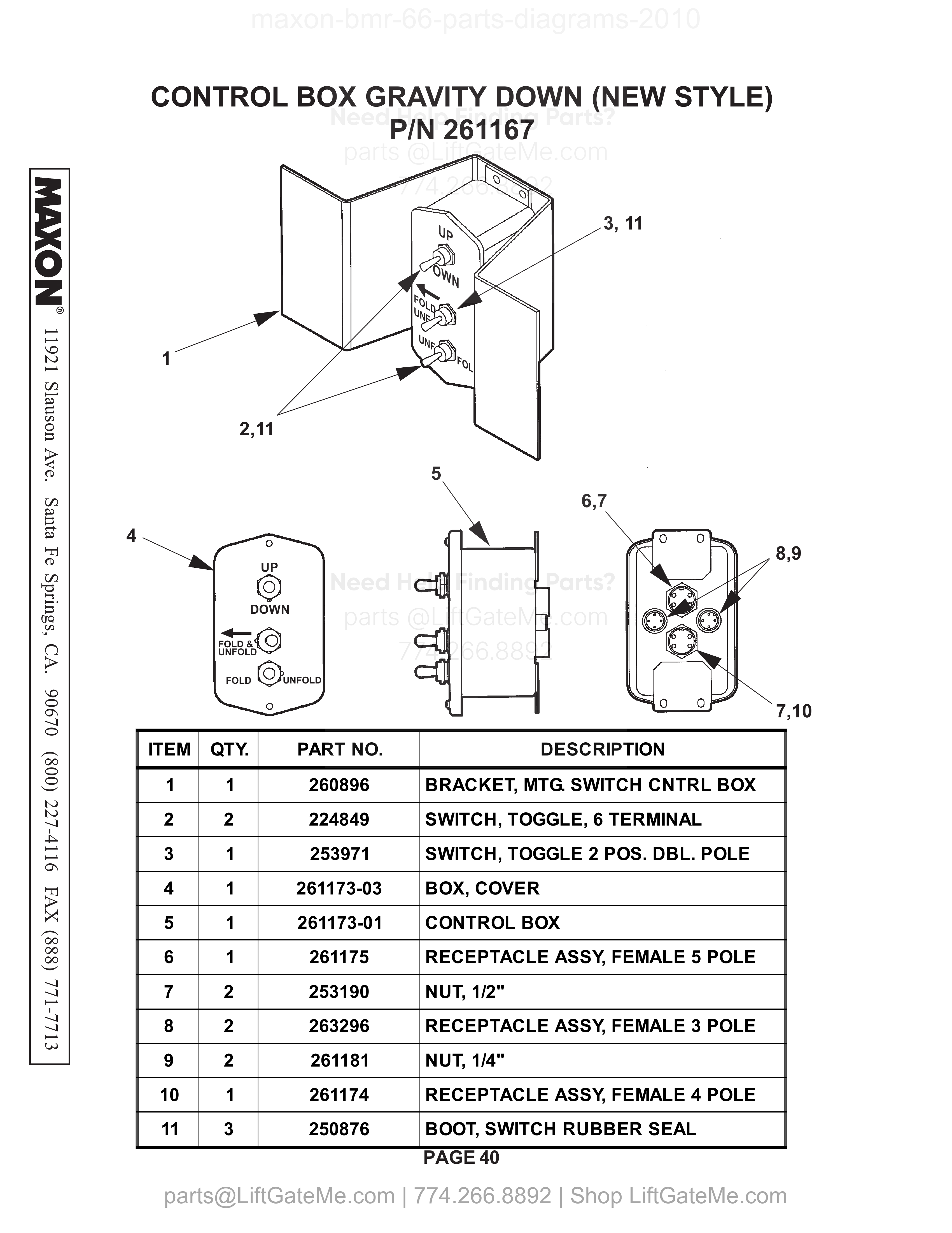 CONTROL BOX GRAVITY DOWN (NEW STYLE) diagram