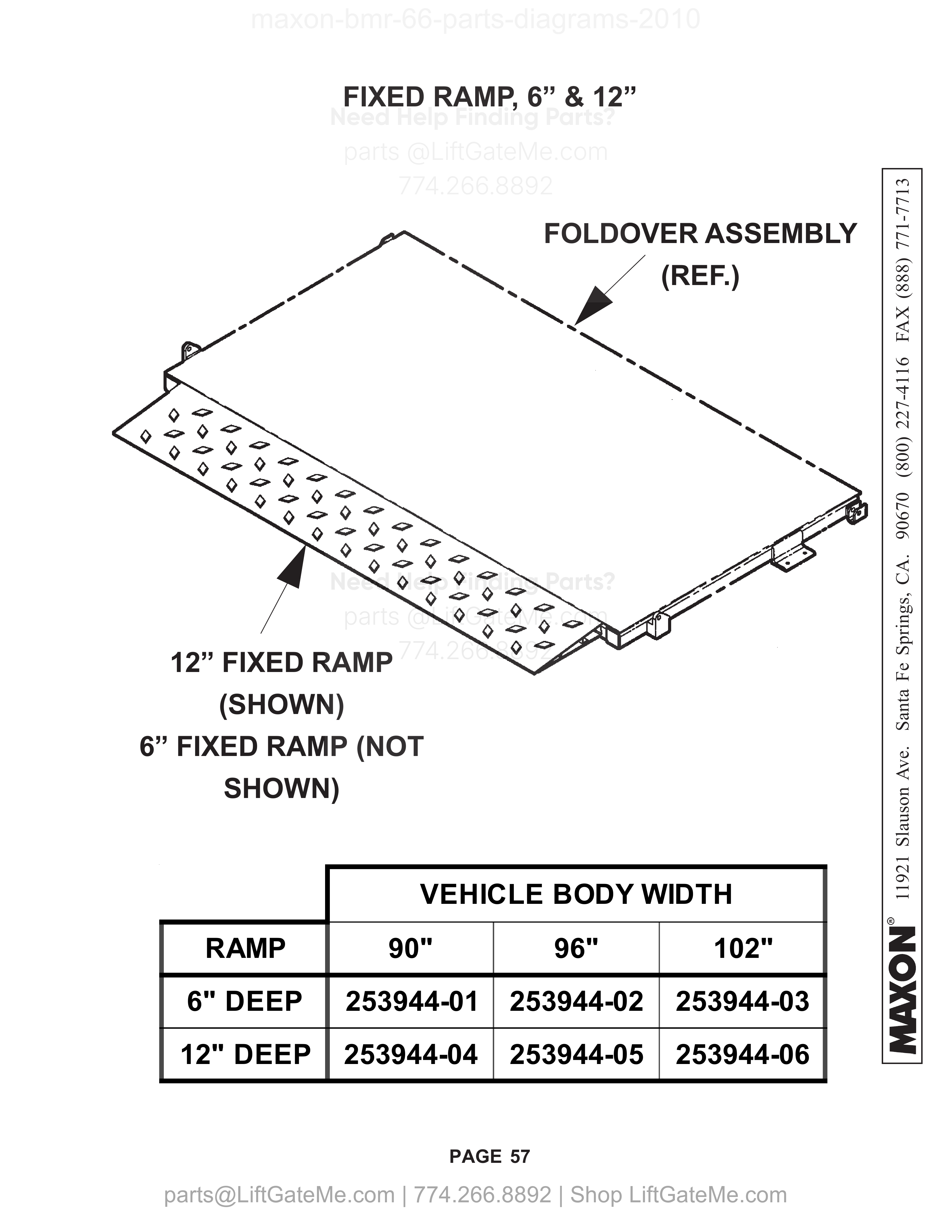 Parts table p57 (diagram p57) diagram