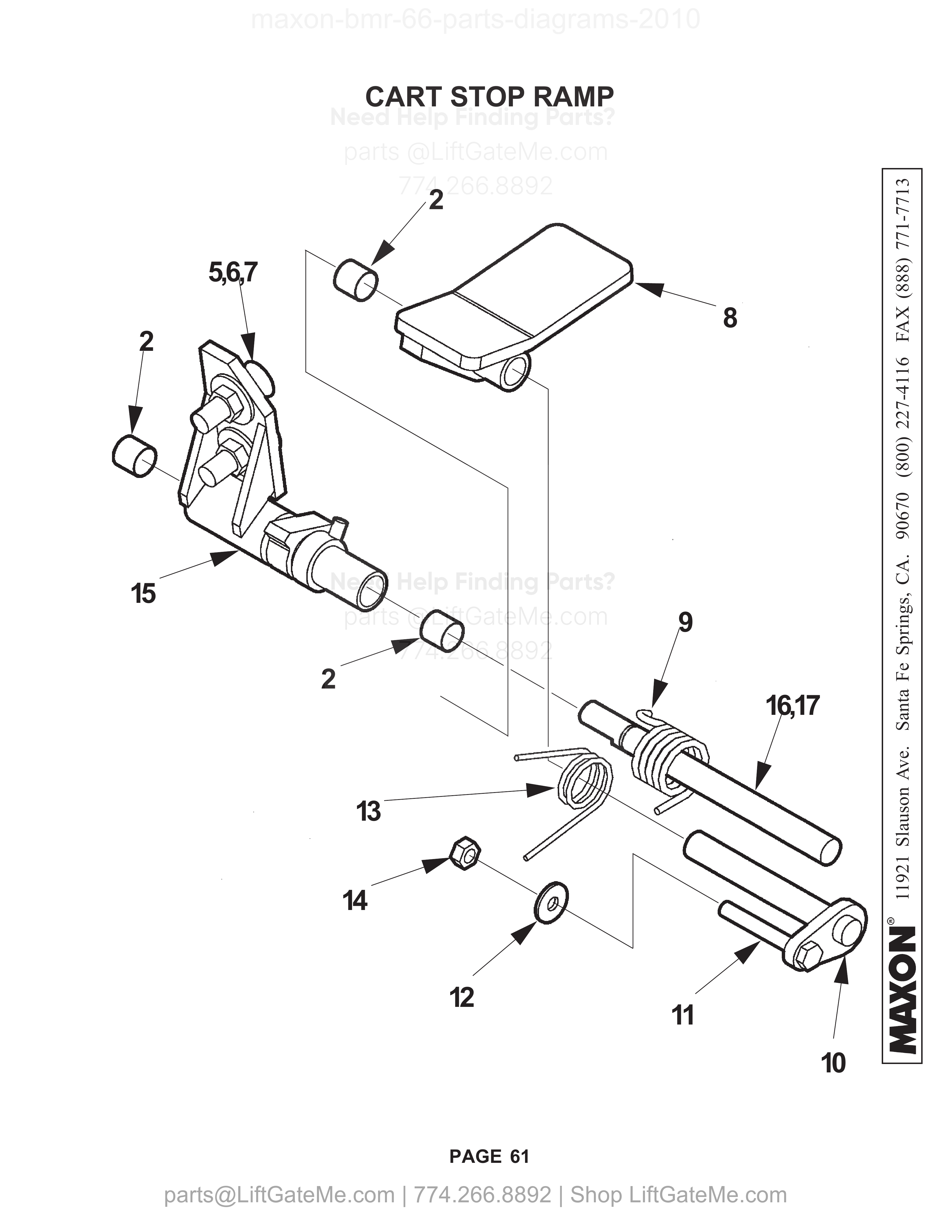 Parts table p60 (diagram p61) diagram
