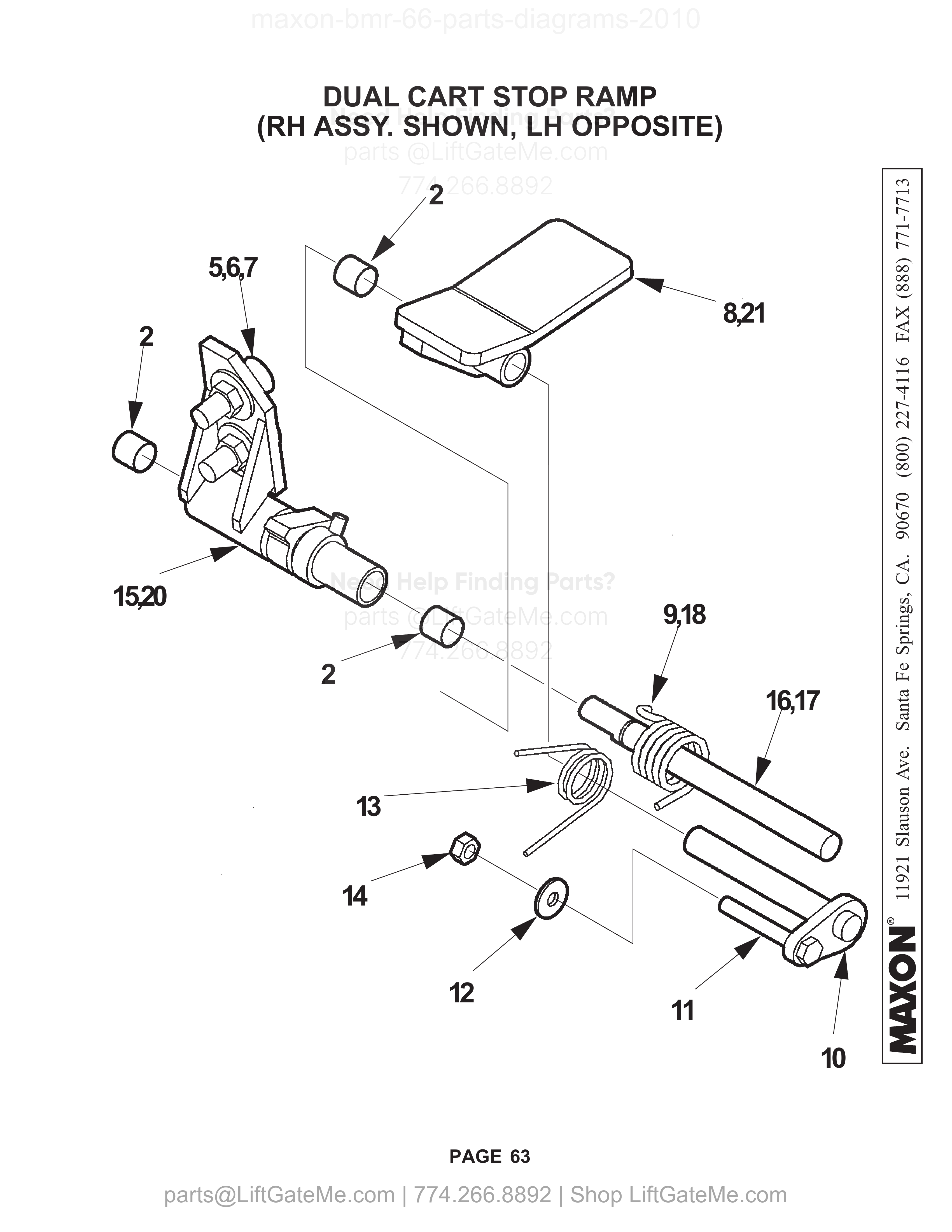 Parts table p62 (diagram p63) diagram