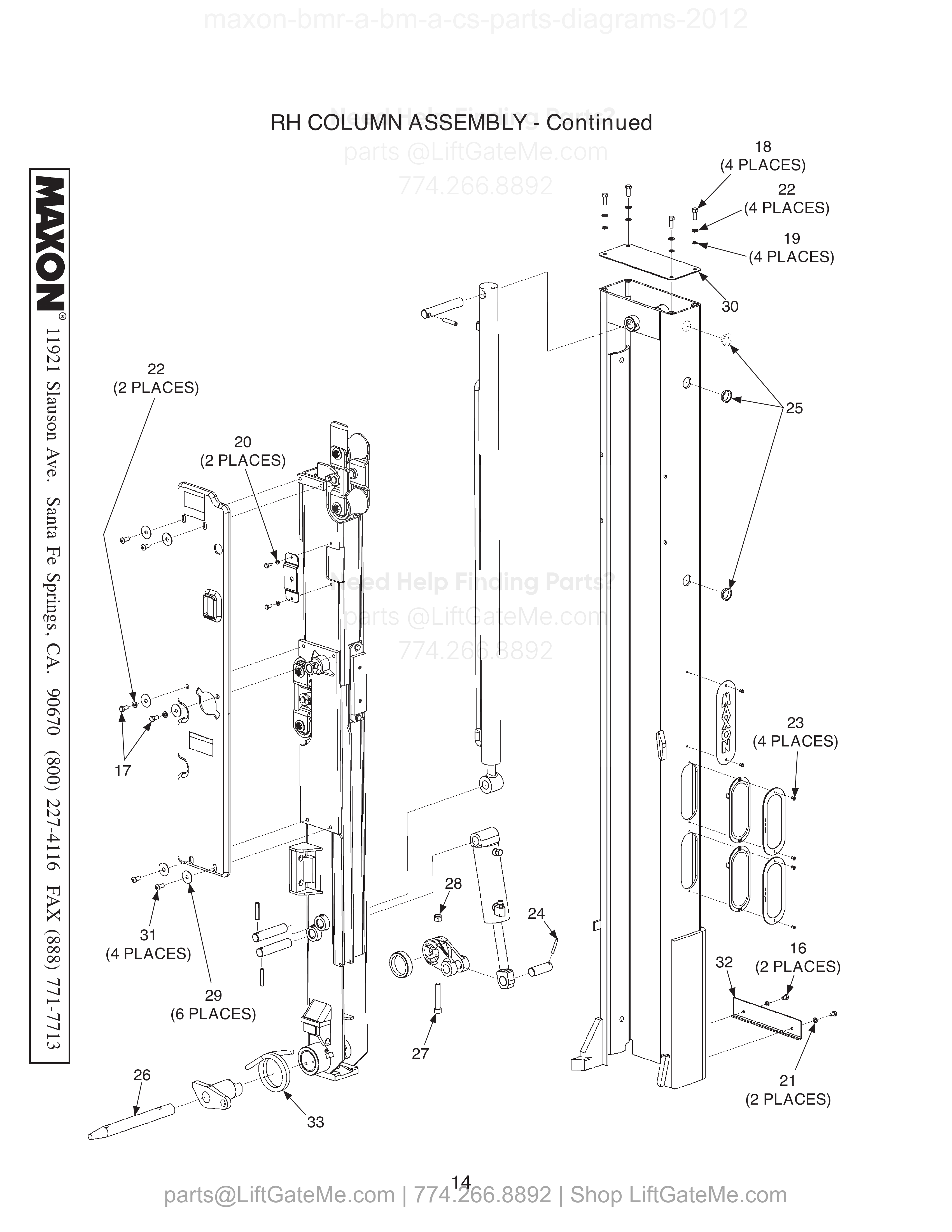RH COLUMN ASSEMBLY - Continued diagram