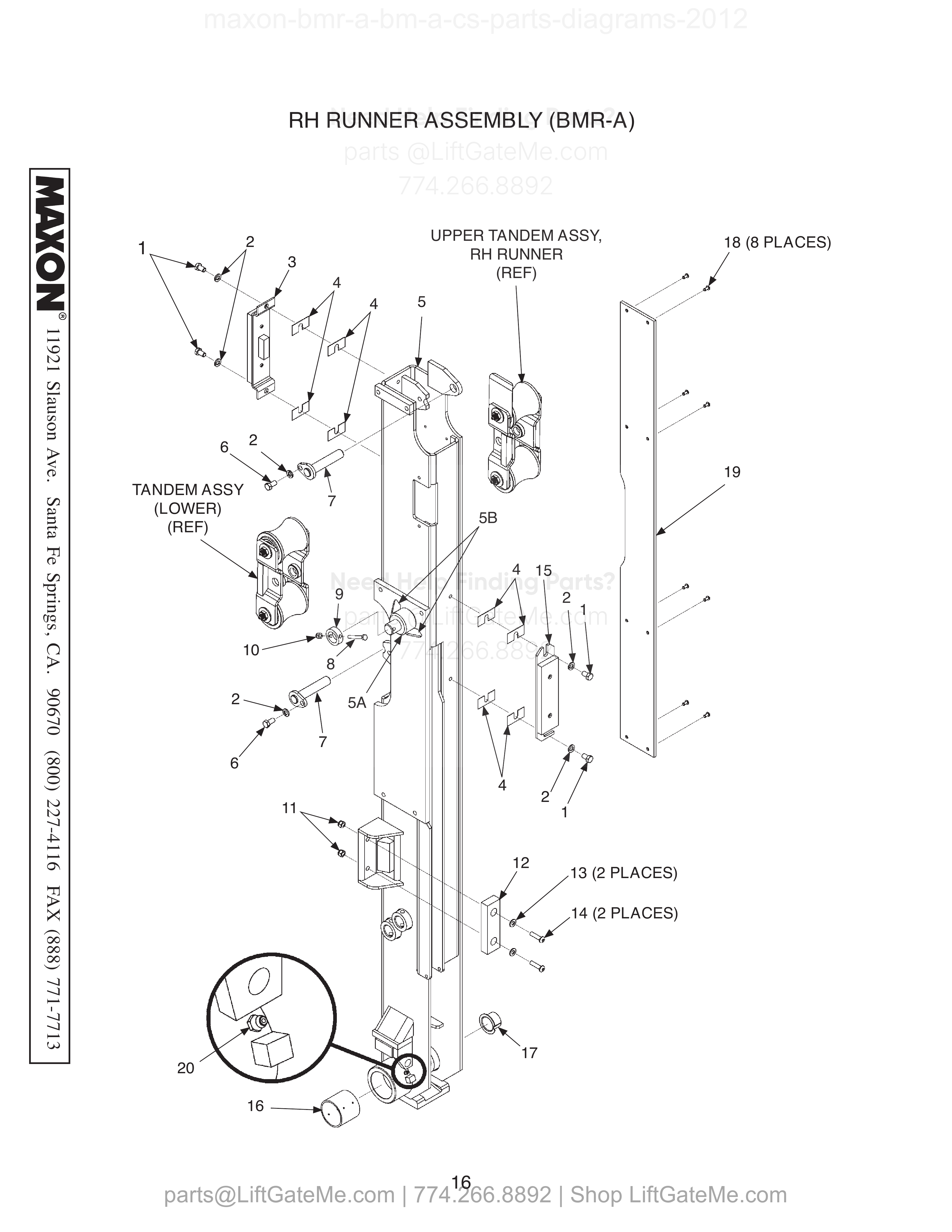 RH RUNNER ASSEMBLY (BMR-A) diagram
