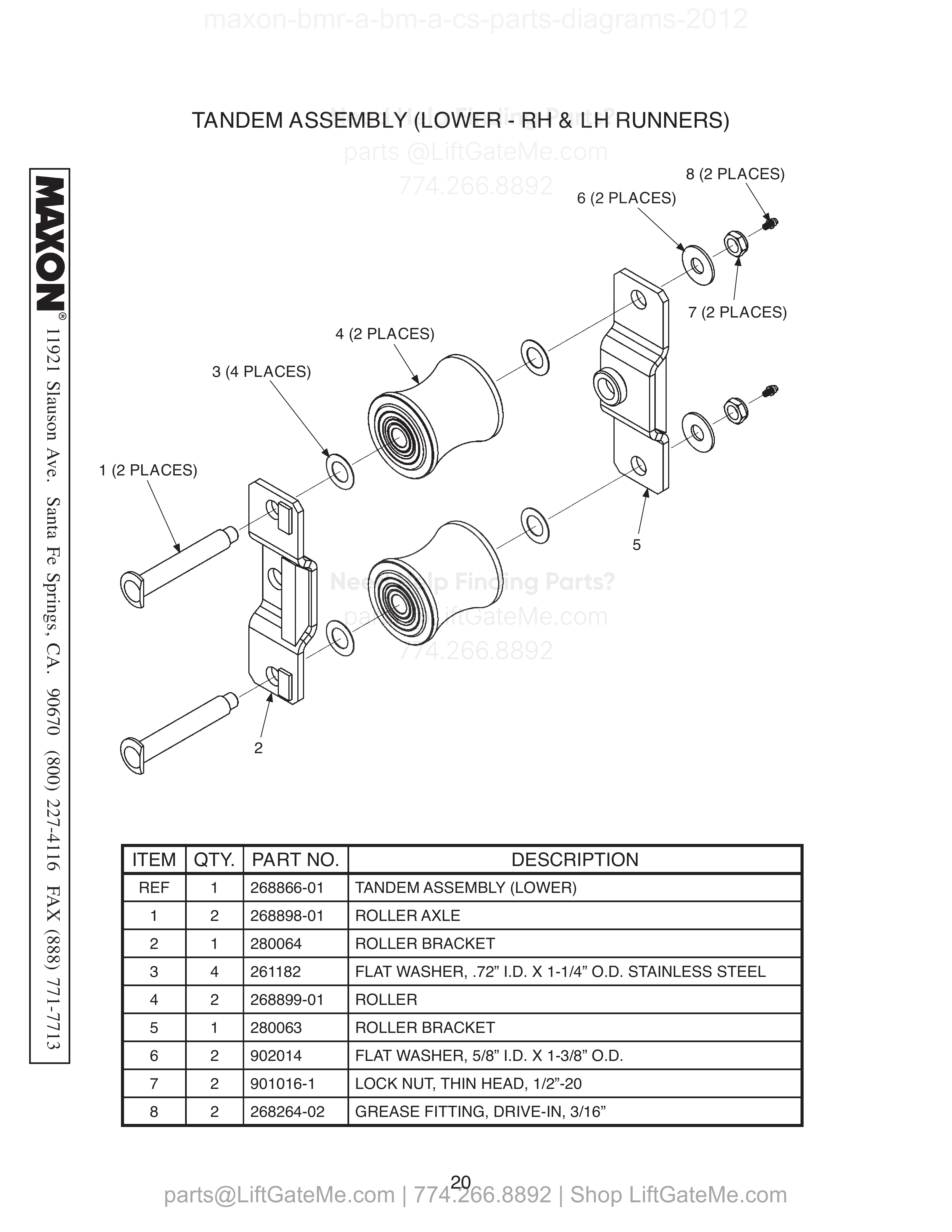 TANDEM ASSEMBLY (LOWER - RH & LH RUNNERS) diagram