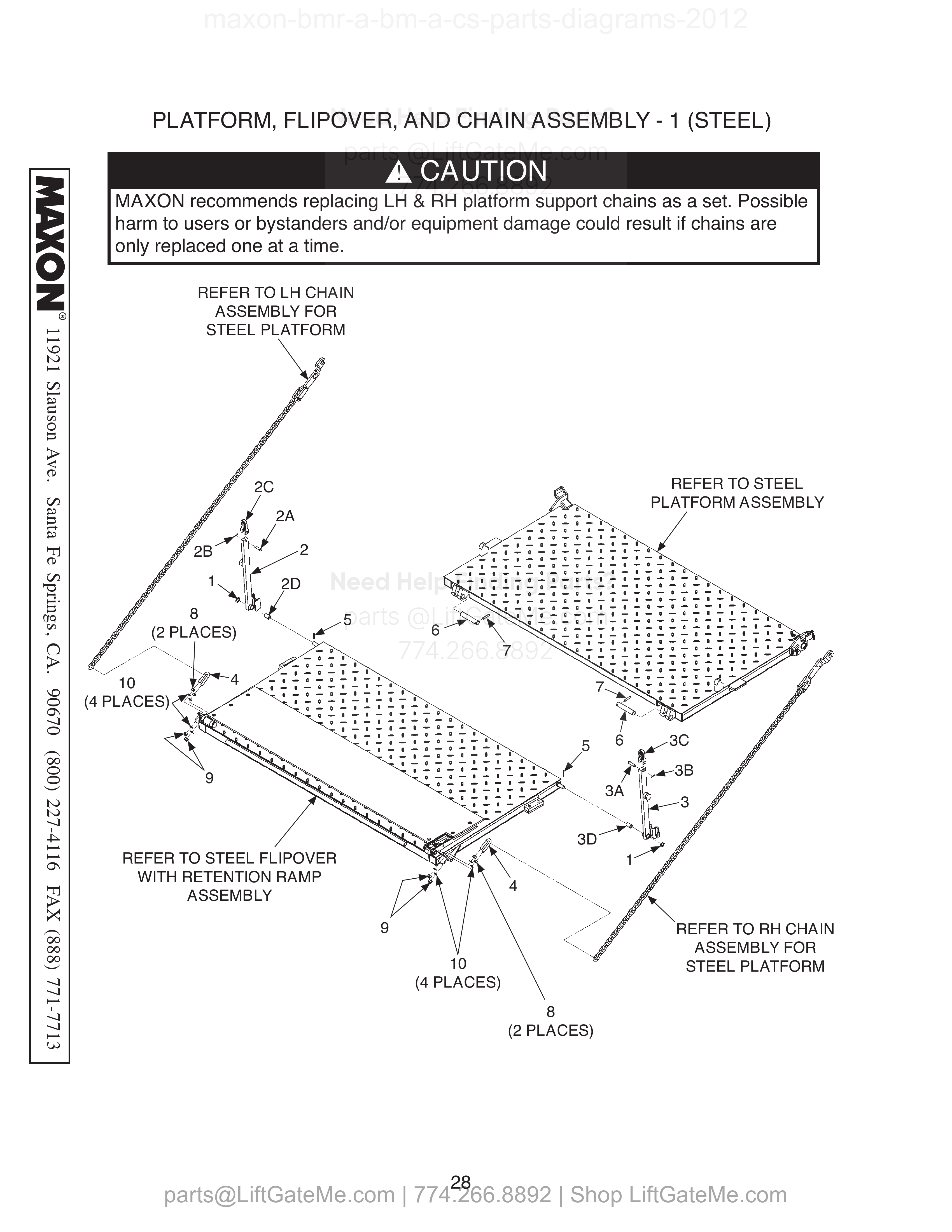 PLATFORM, FLIPOVER, AND CHAIN ASSEMBLY - 1 (STEEL) diagram