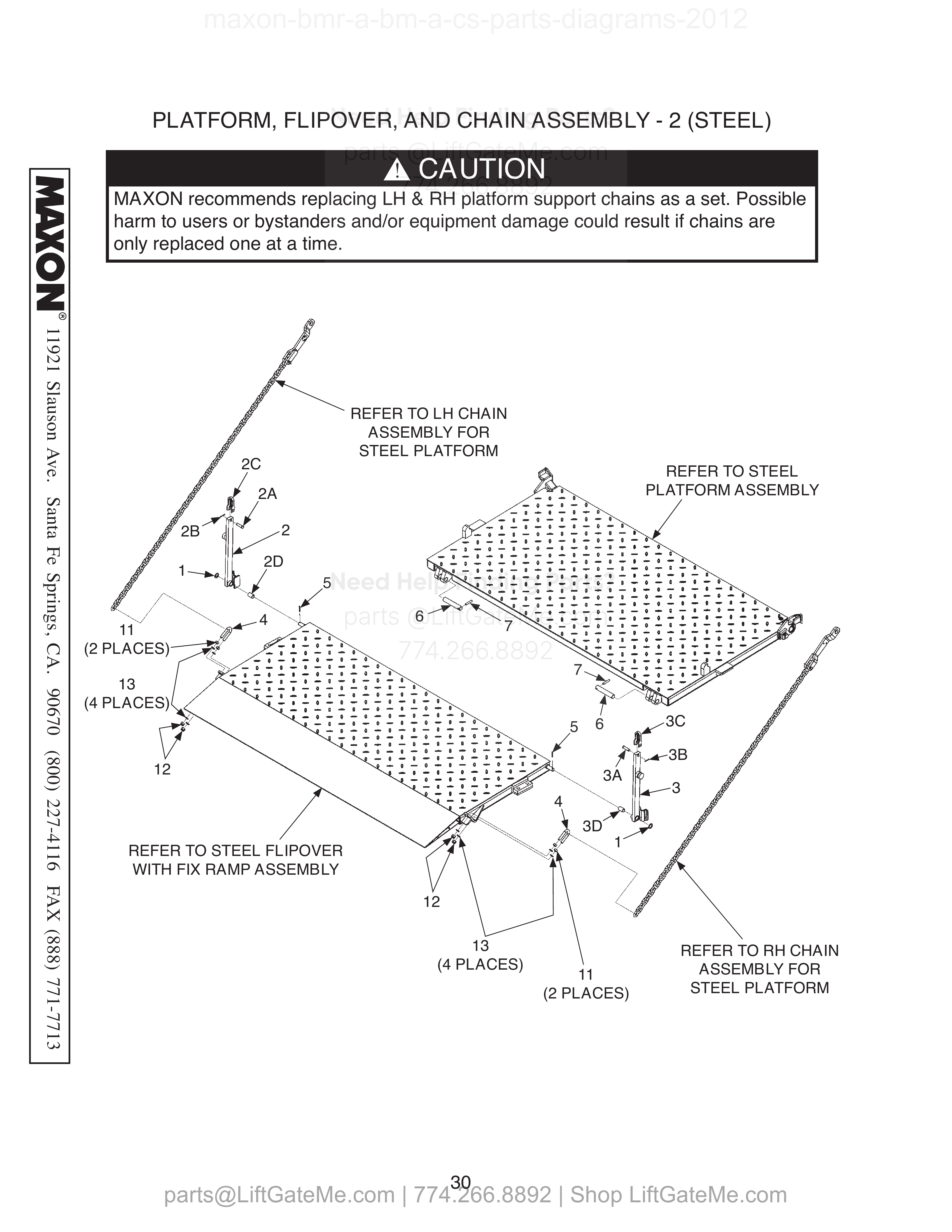 PLATFORM, FLIPOVER, AND CHAIN ASSEMBLY - 2 (STEEL) diagram