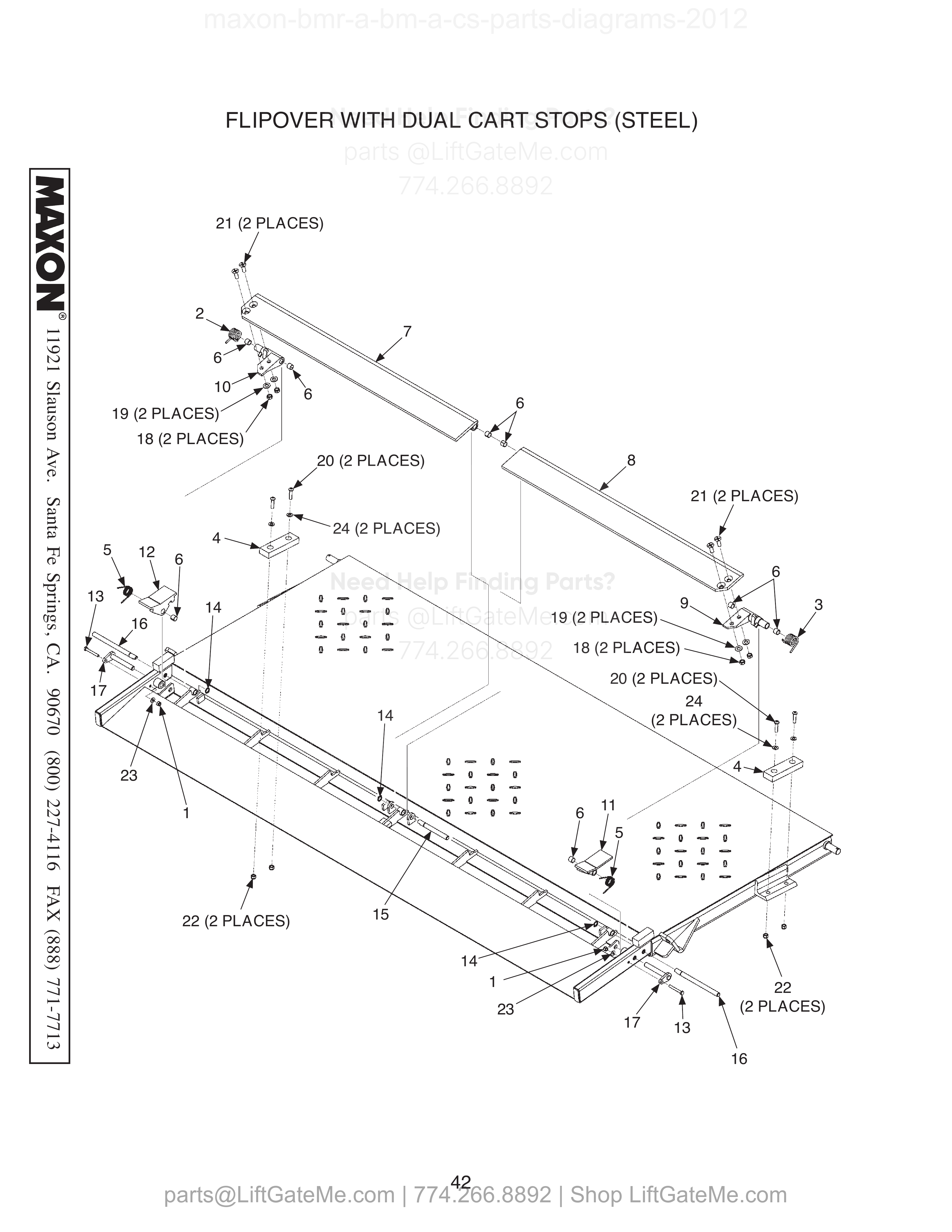 FLIPOVER WITH DUAL CART STOPS (STEEL) diagram